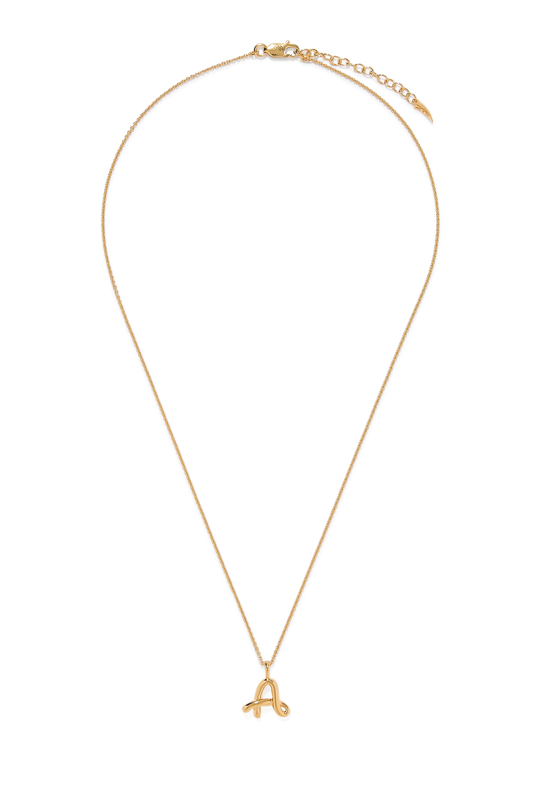 Curly Molten Mini Initial Necklace - A, 18ct Recycled Gold Vermeil on Recycled Sterling Silver