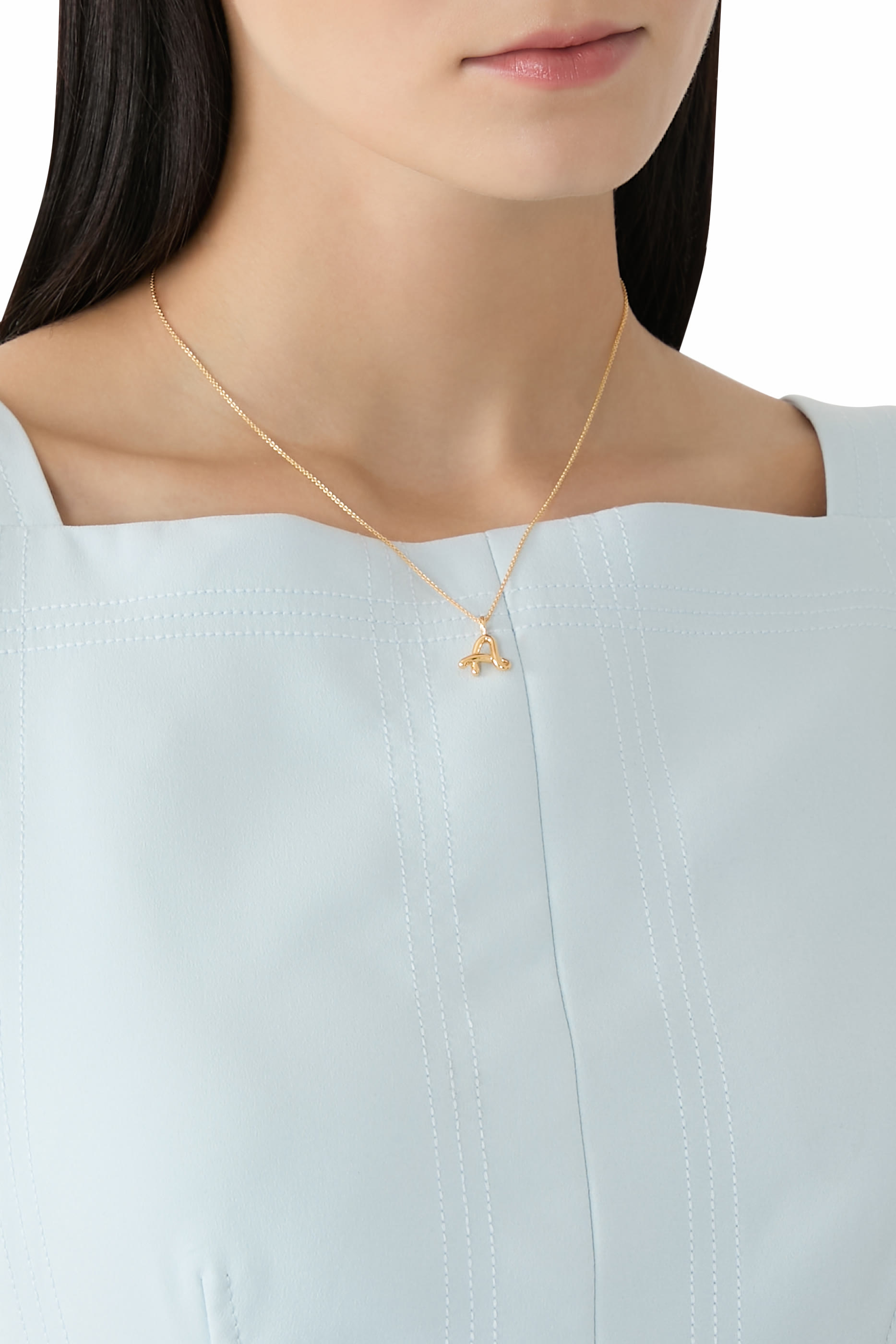 Curly Molten Mini Initial Necklace - A, 18ct Recycled Gold Vermeil on Recycled Sterling Silver