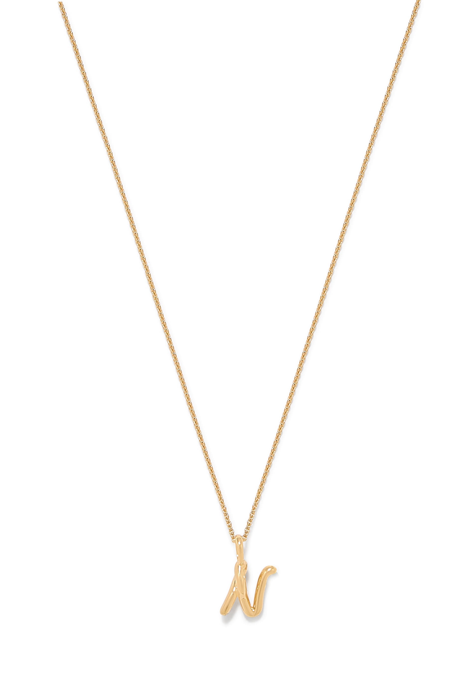 Curly Molten Mini Initial Necklace - N, 18ct Recycled Gold Vermeil on Recycled Sterling Silver