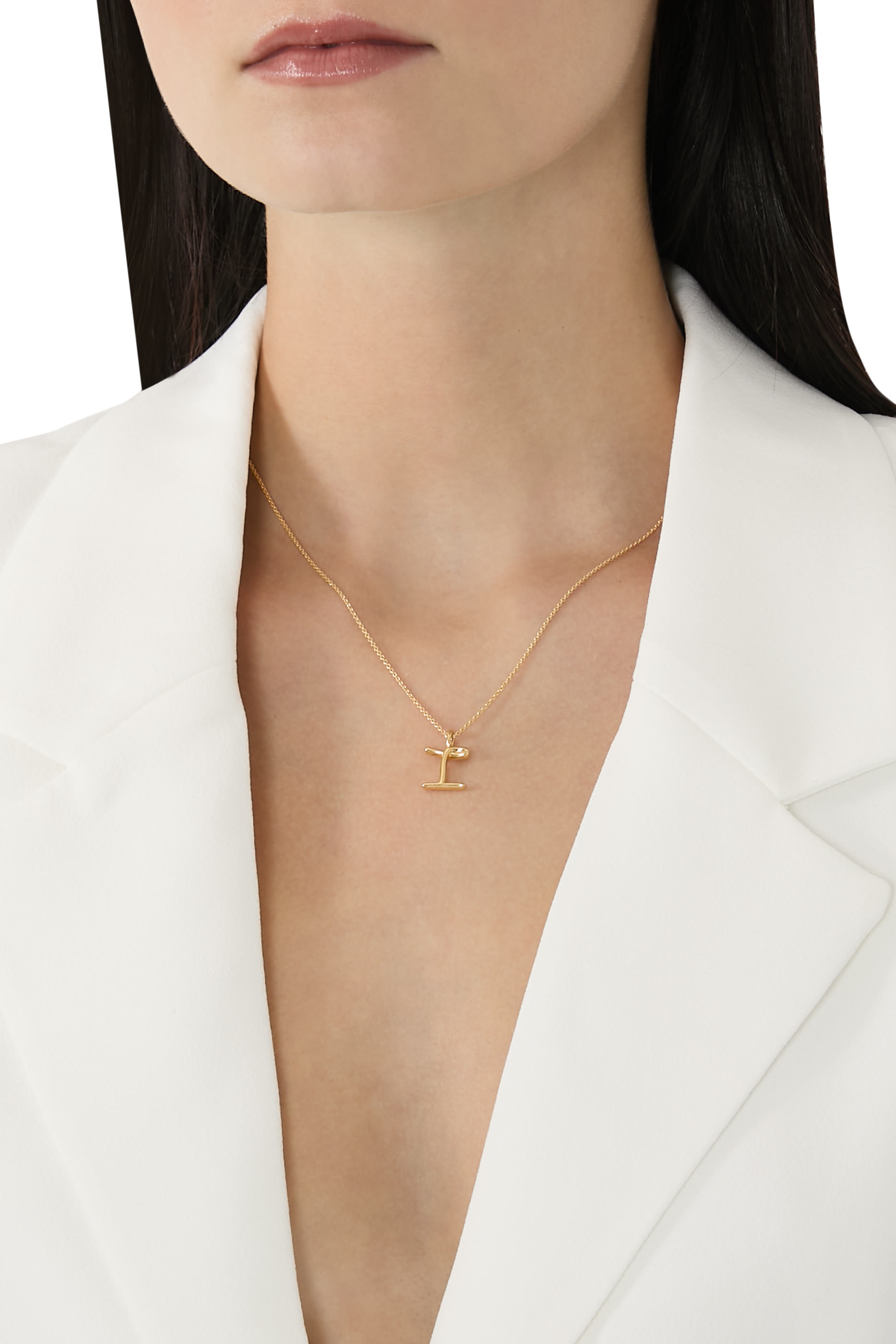  Curly Molten Mini Initial Necklace  - I, 18ct Recycled Gold Vermeil on Recycled Sterling Silver