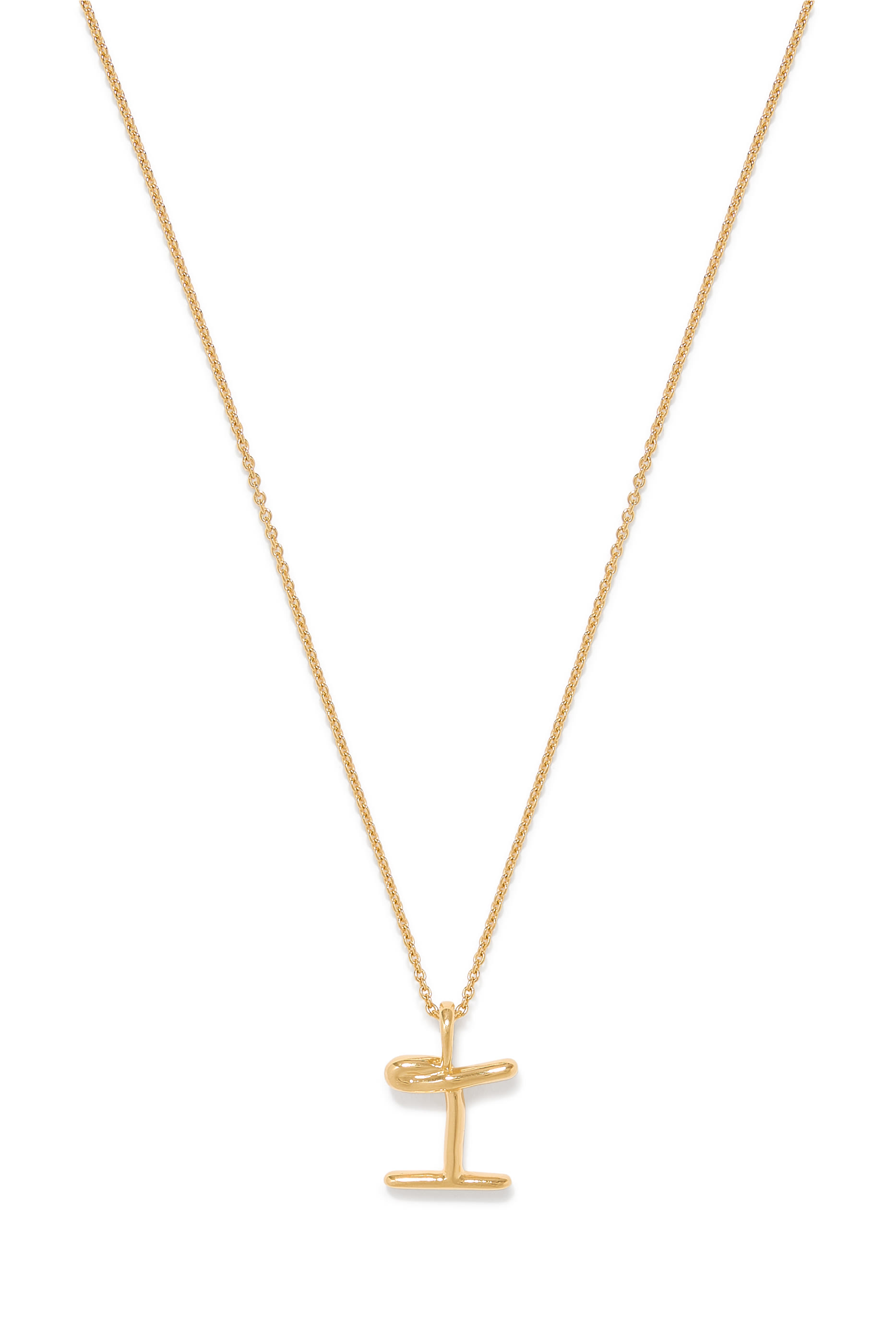  Curly Molten Mini Initial Necklace  - I, 18ct Recycled Gold Vermeil on Recycled Sterling Silver