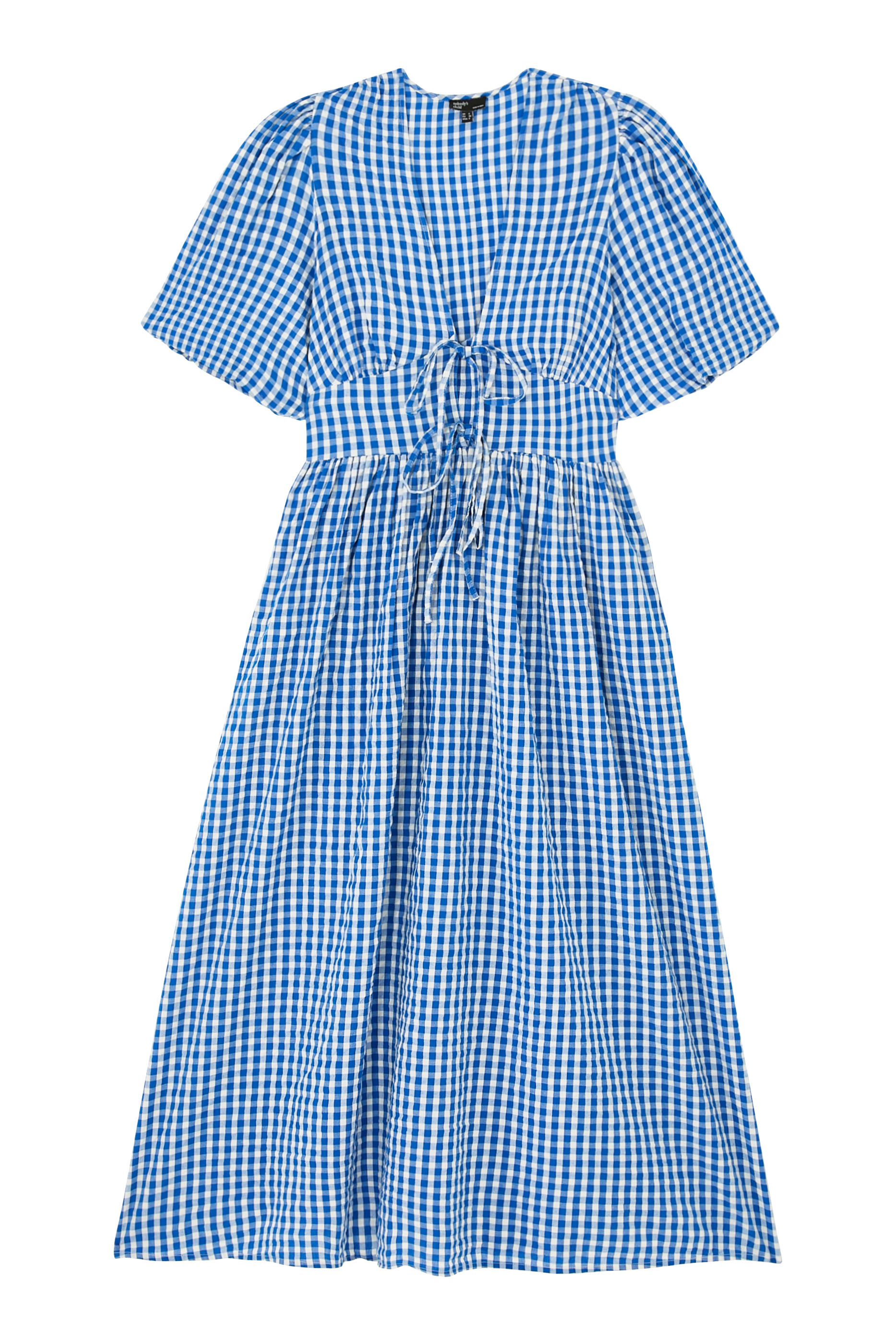 Puff Sleeves Gingham Scottie Midi Dress