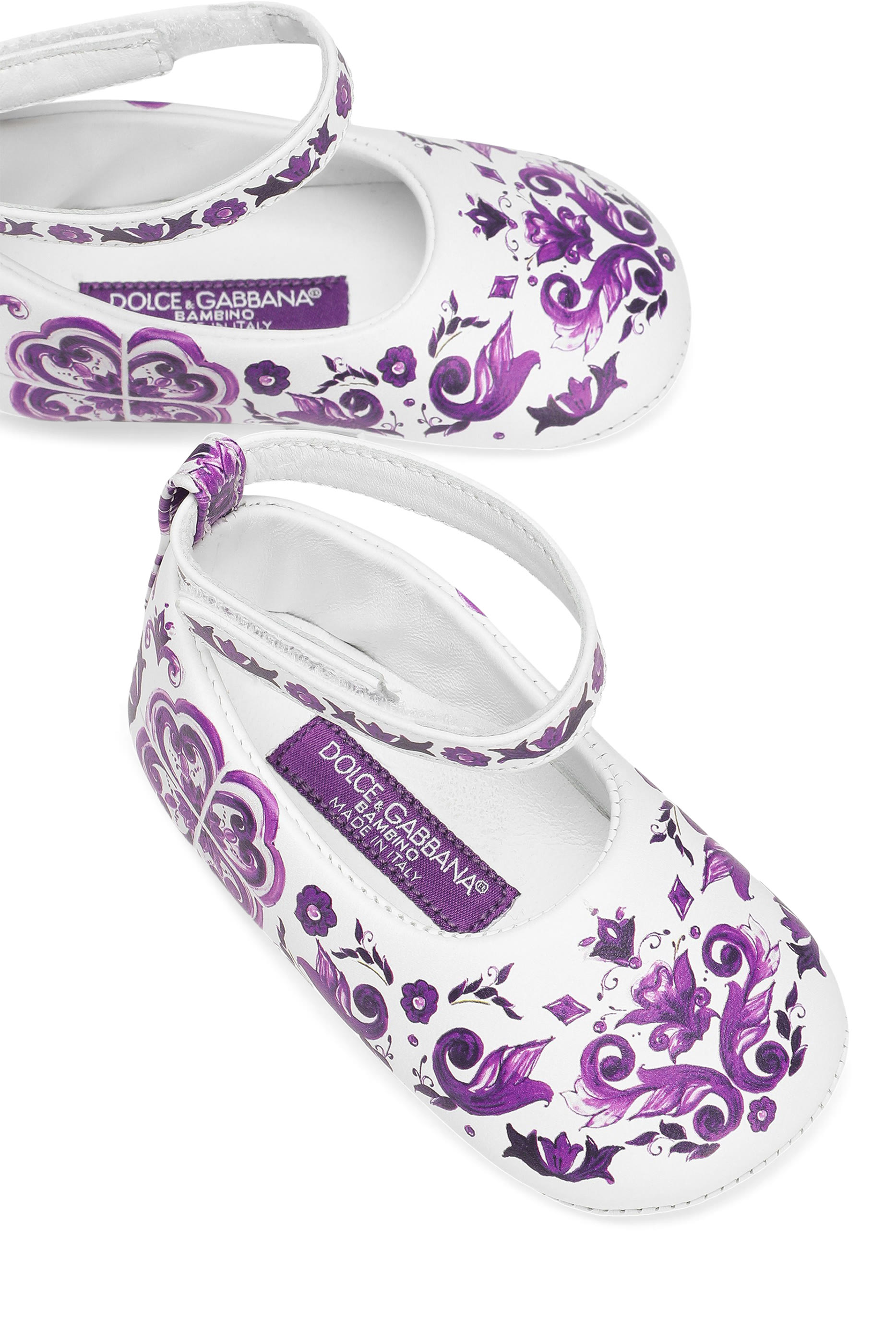 Kids Majolica-Print Nappa Leather Ballet Flats