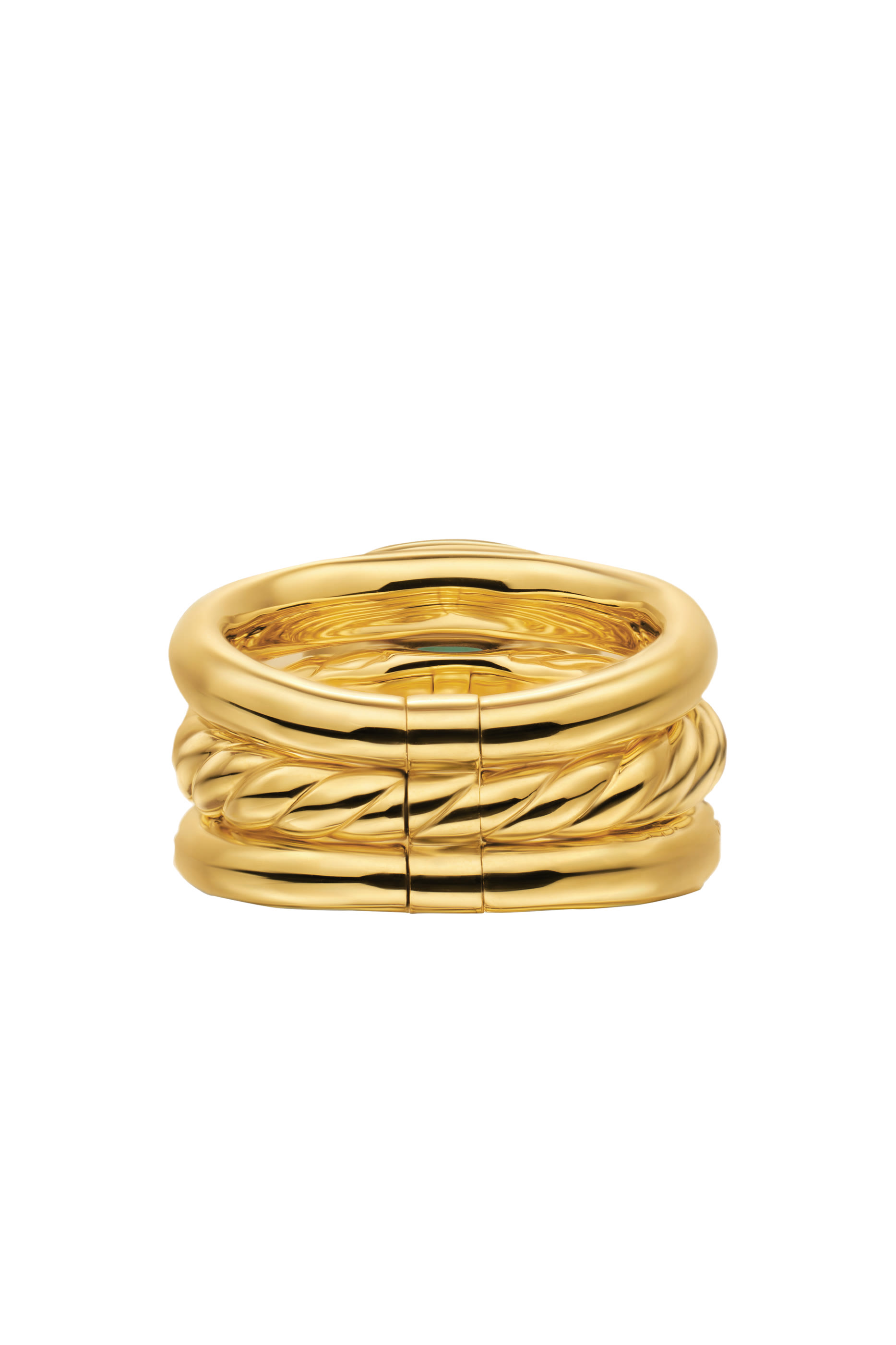  DY Mercer® Three Row Stone Ring, 18K Yellow Gold with Prasiolite and Diamonds