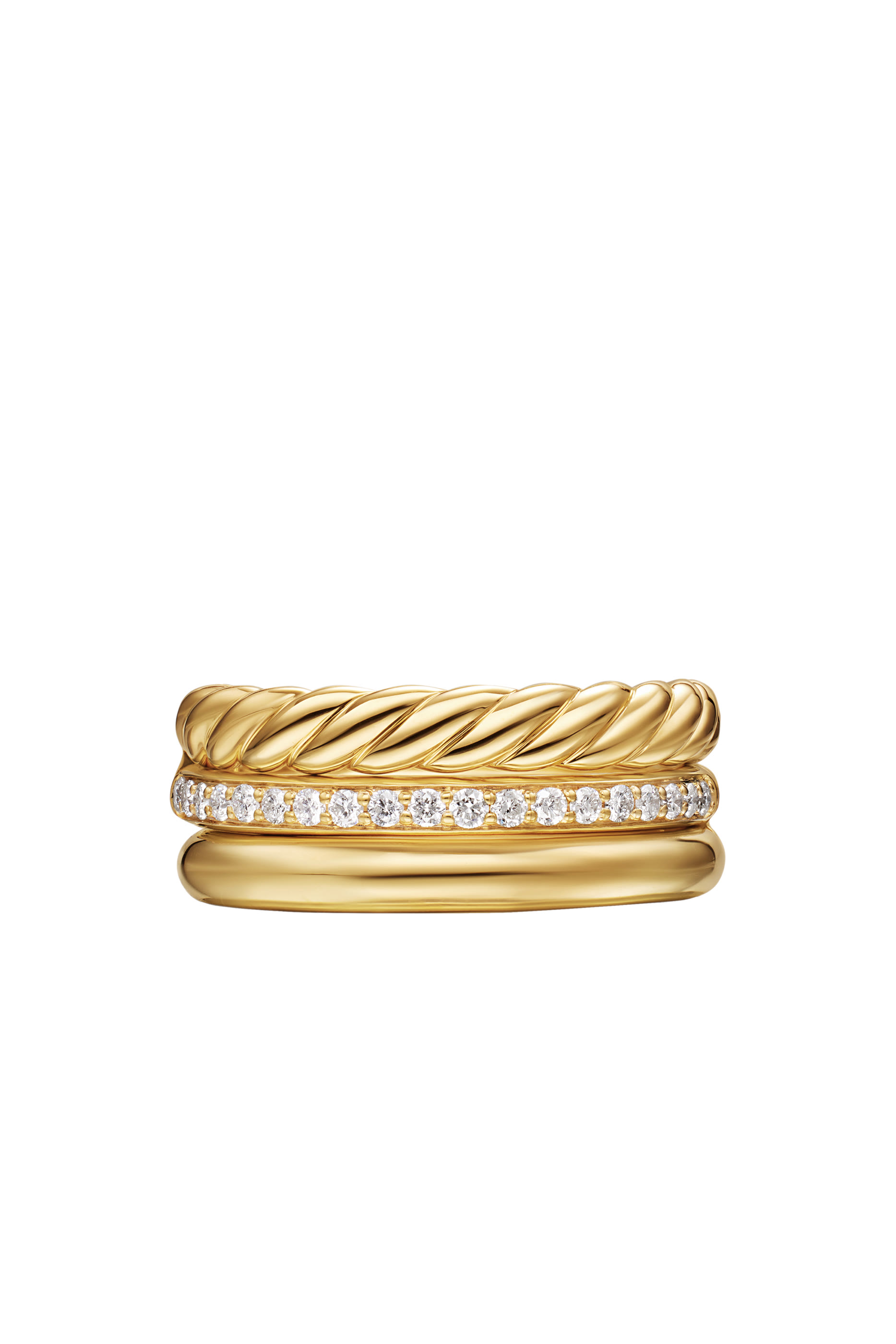  DY Mercer® Three Row Ring, 18K Yellow Gold & Diamonds