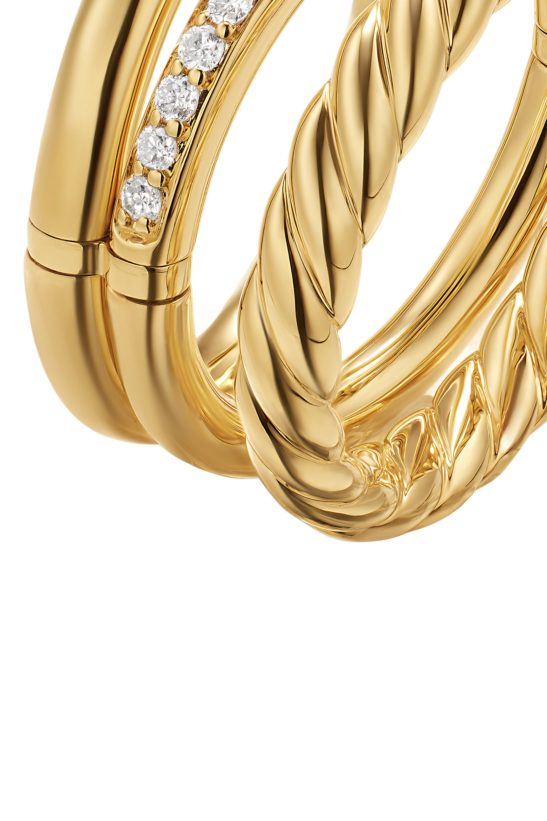  DY Mercer® Three Row Ring, 18K Yellow Gold & Diamonds