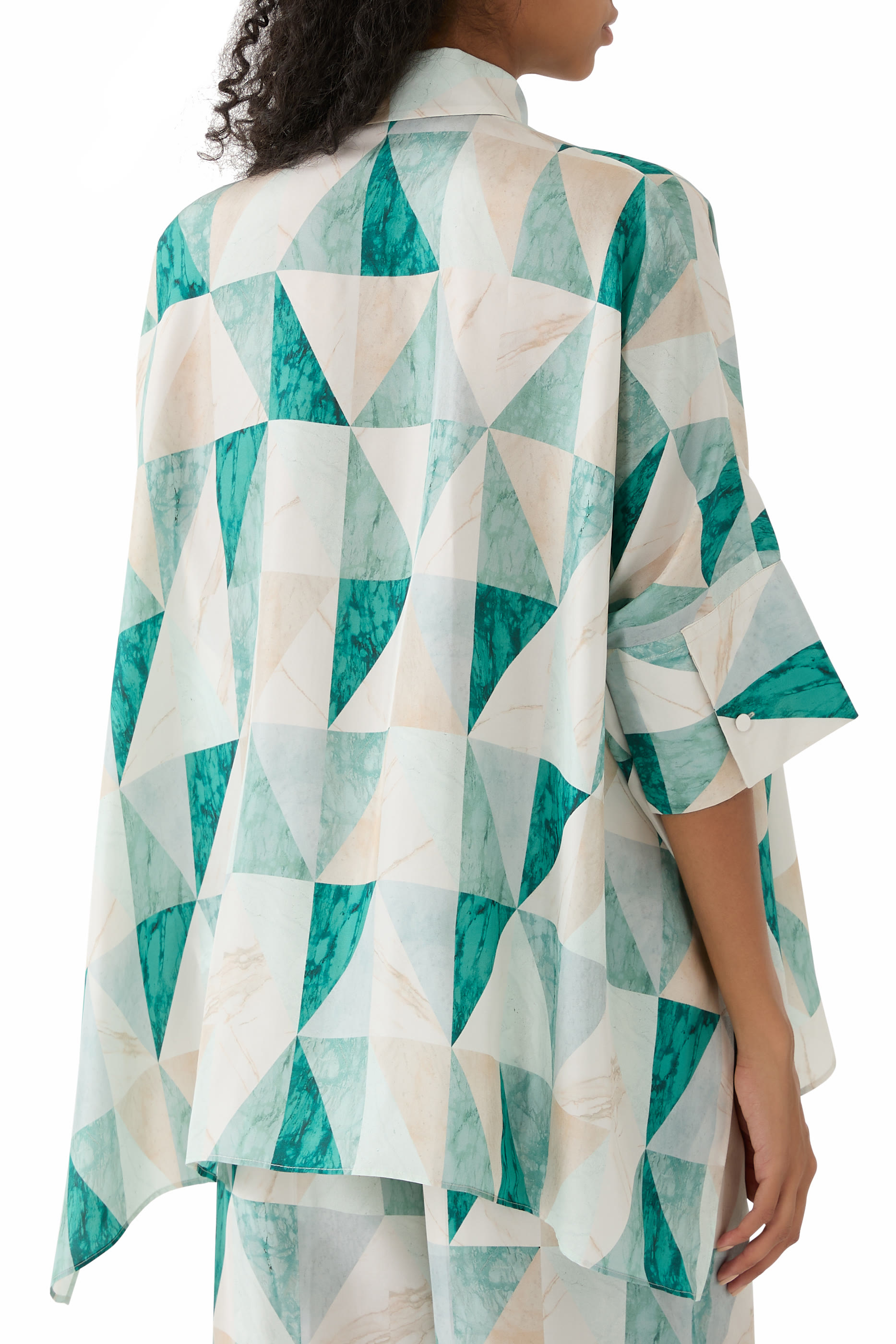 Arcole Marble Print Silk Shirt