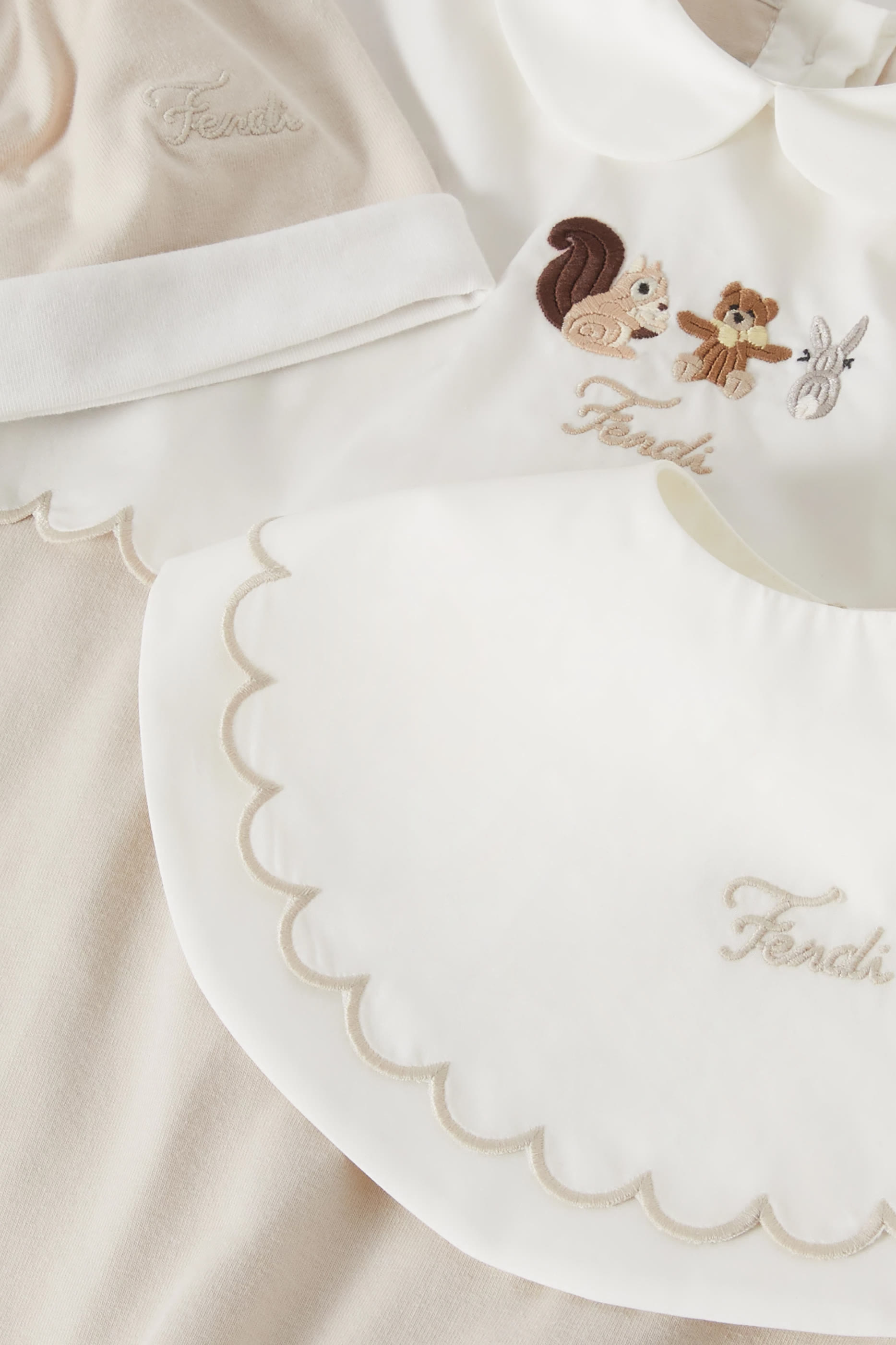 Kids Cotton Bodysuit, Bib and Hat Set 