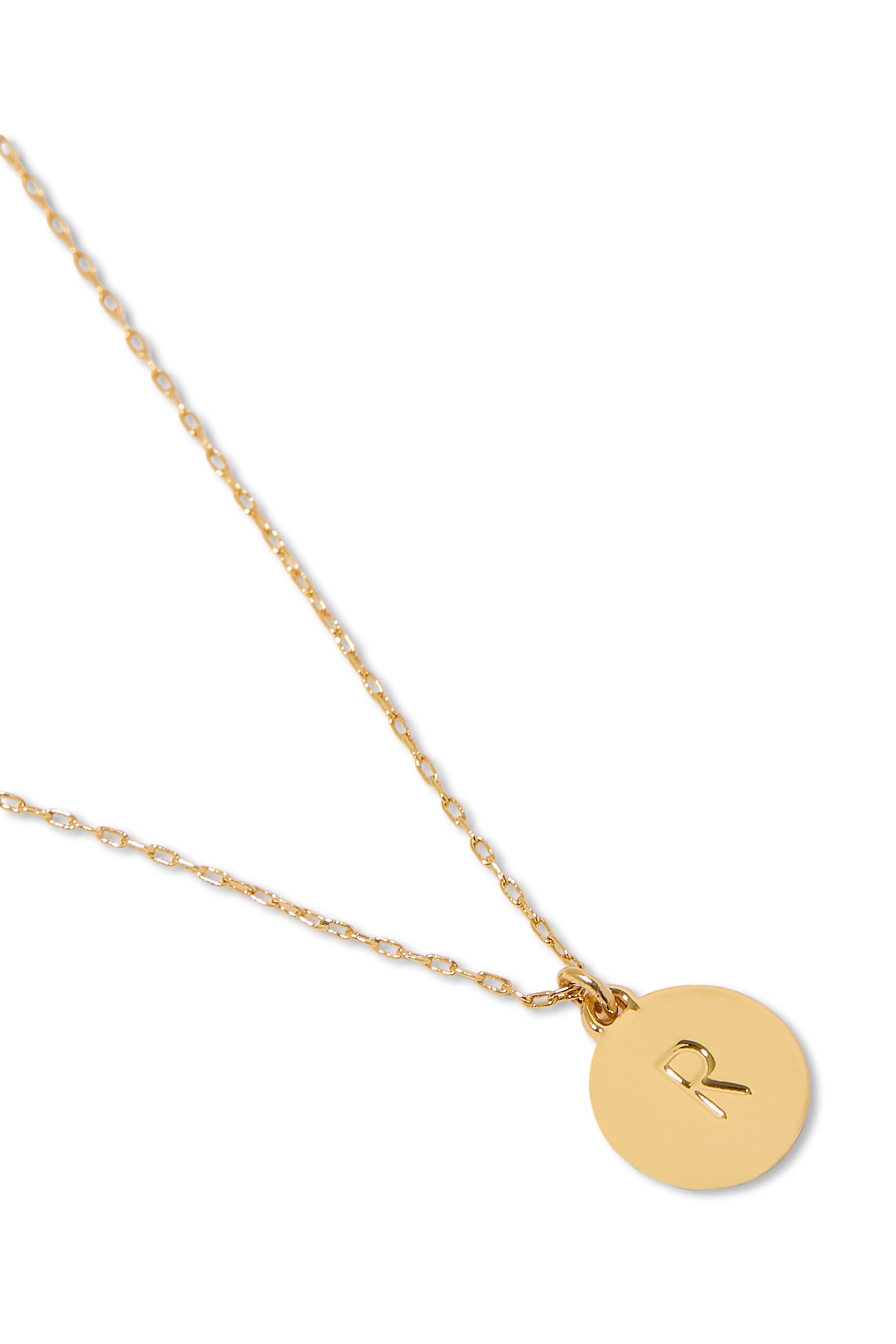 R Initial Mini Pendant, Plated Metal