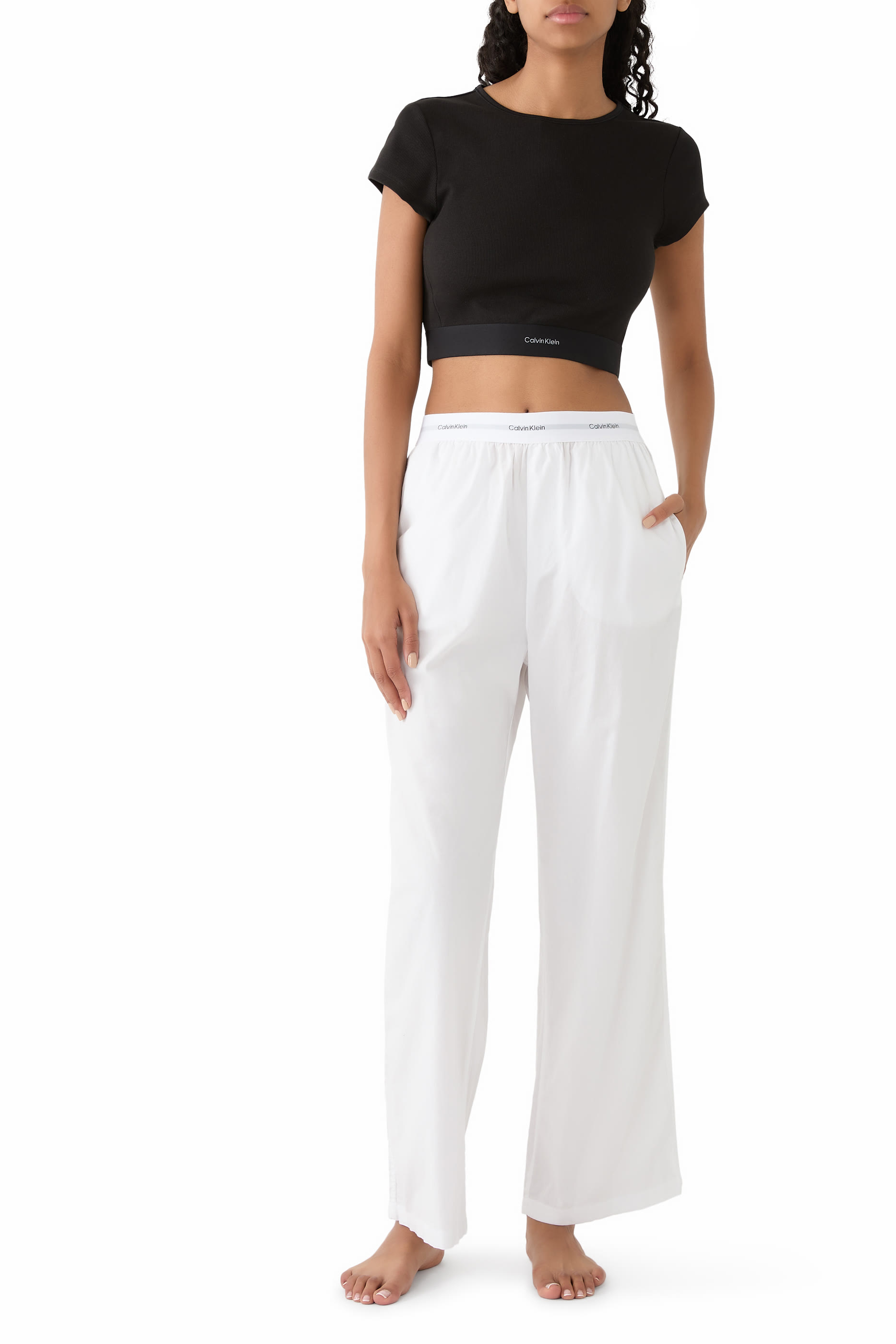Cropped Lounge T-shirt - Cotton Stretch Rib