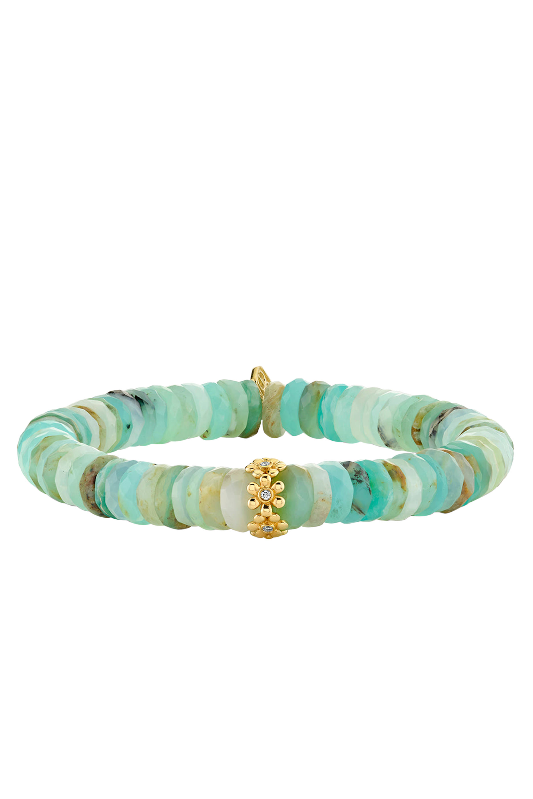 Daisy Rondelle Bracelet, 14k Yellow Gold & Peruvian Opal, Diamond