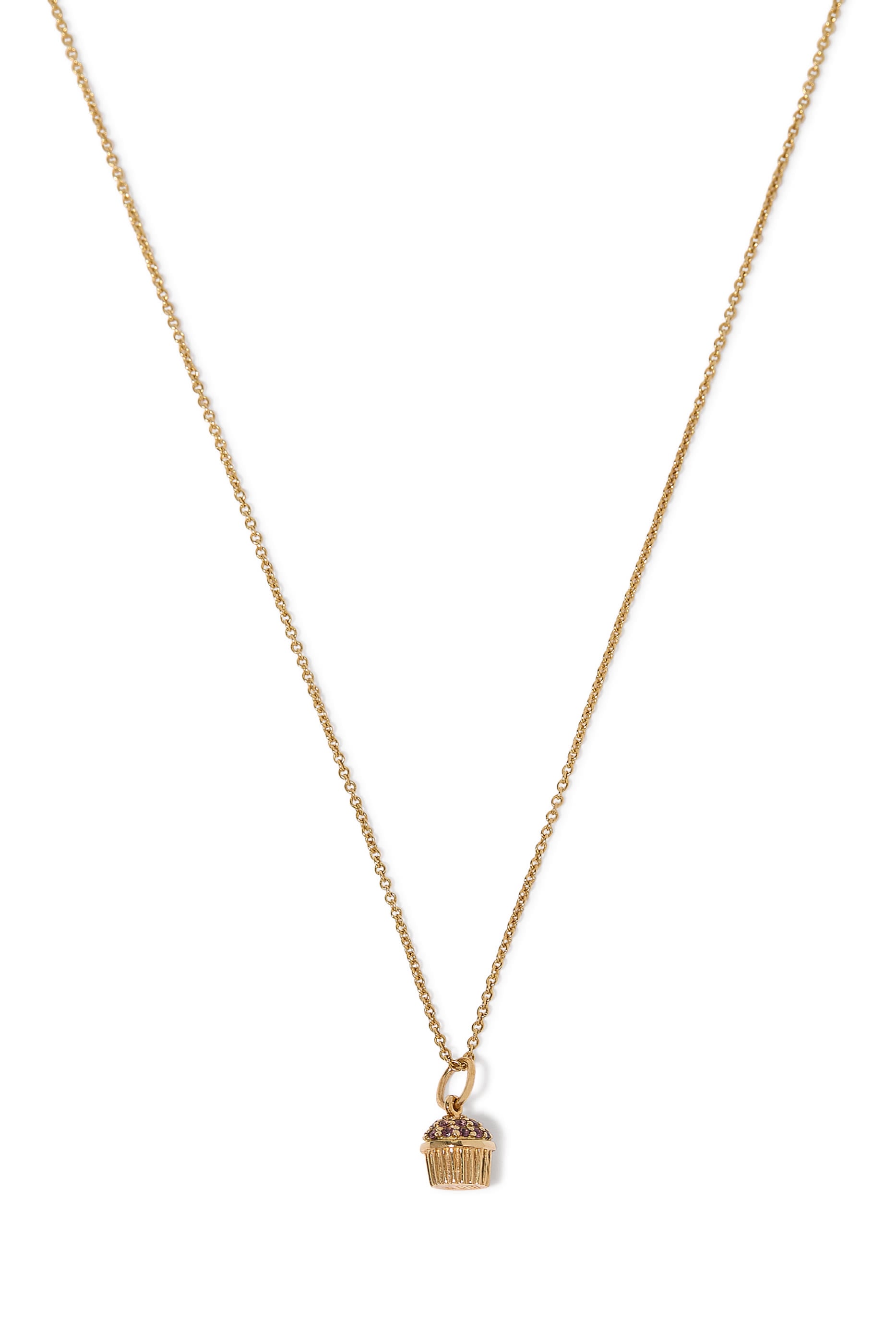 Kids Small Cupcake Sapphire Pendant, 14k Yellow Gold & Sapphire