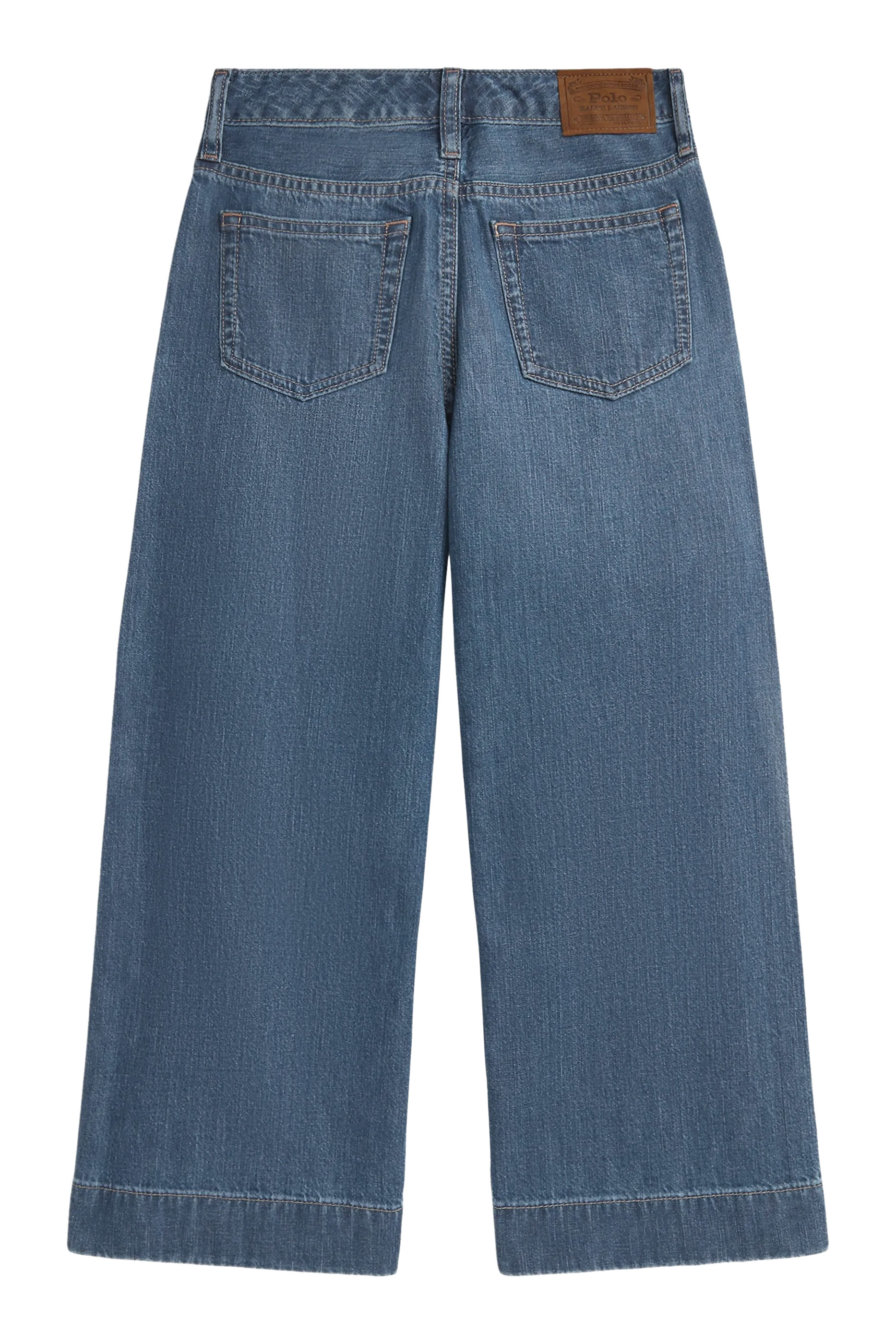Kids Flat Front Wide Leg Denim Jeans