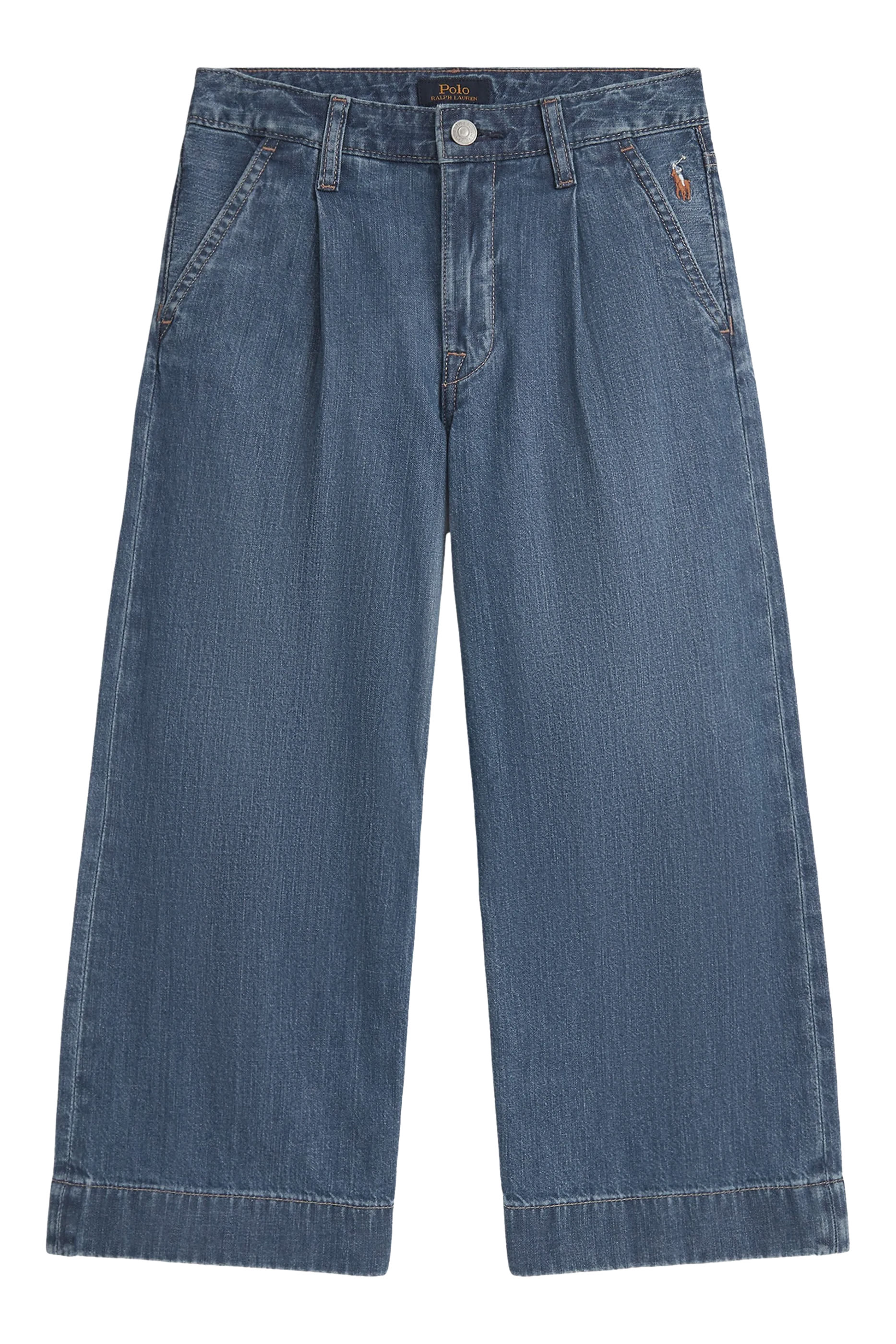 Kids Flat Front Wide Leg Denim Jeans