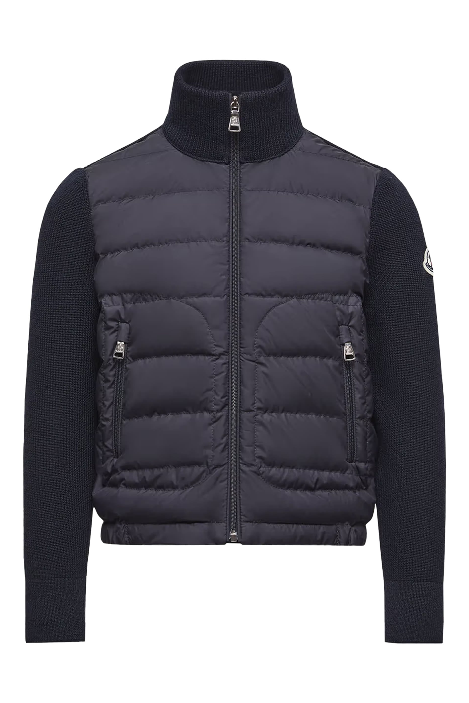 Kids Padded Wool Blend Zip-Up Cardigan