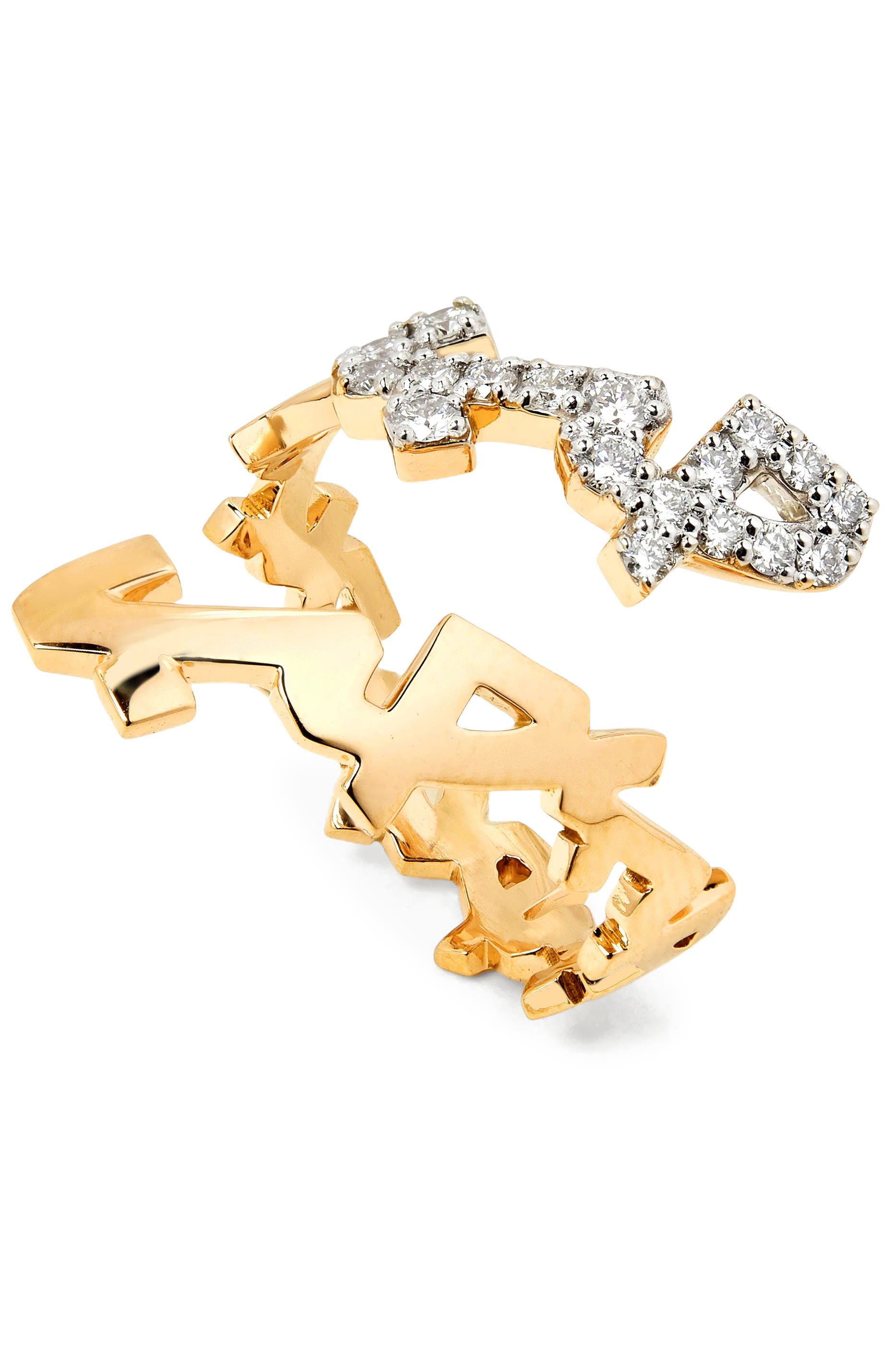 Hobb — "Love" Ring, 18K Yellow Gold &  Diamonds