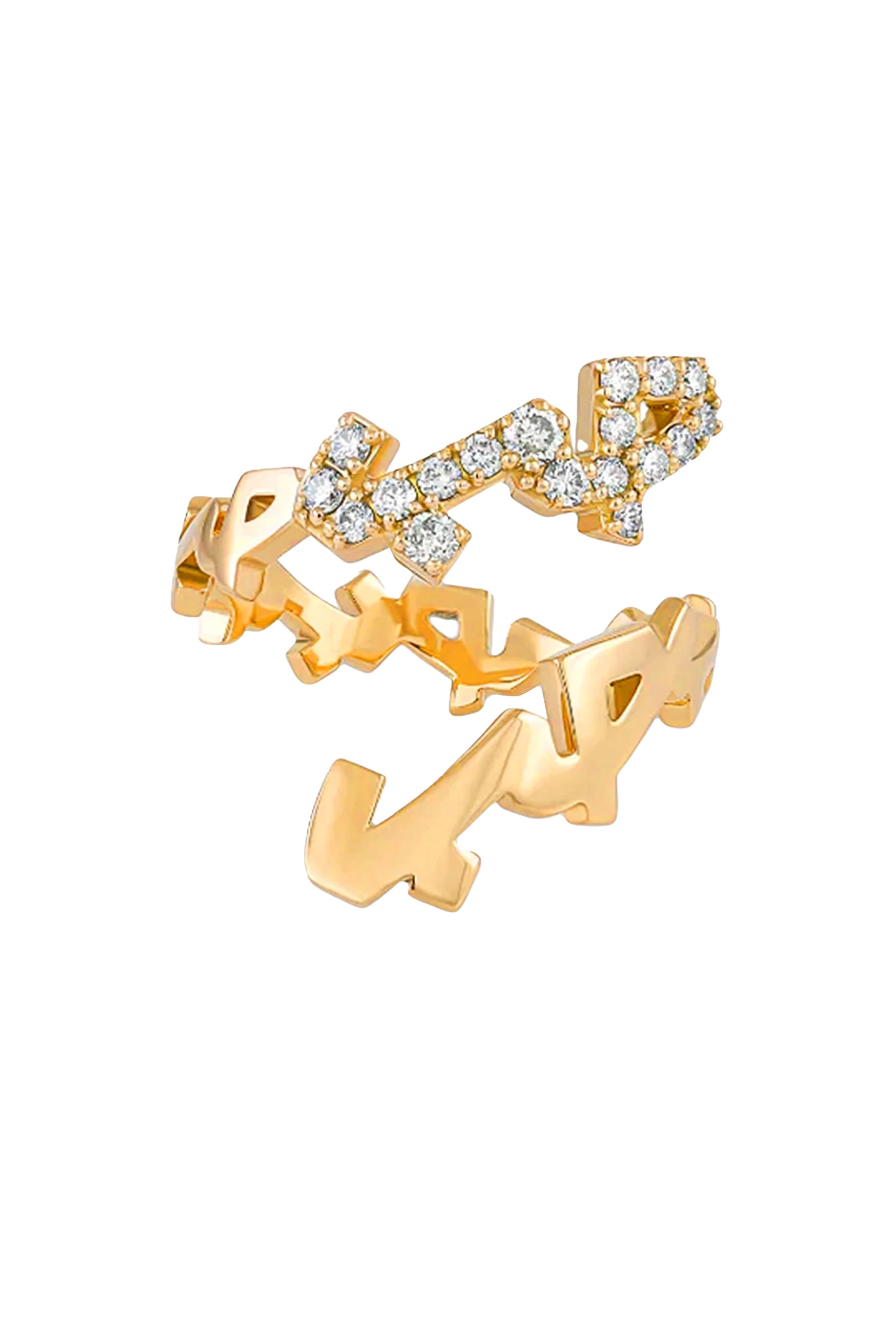 Hobb — "Love" Ring, 18K Yellow Gold &  Diamonds