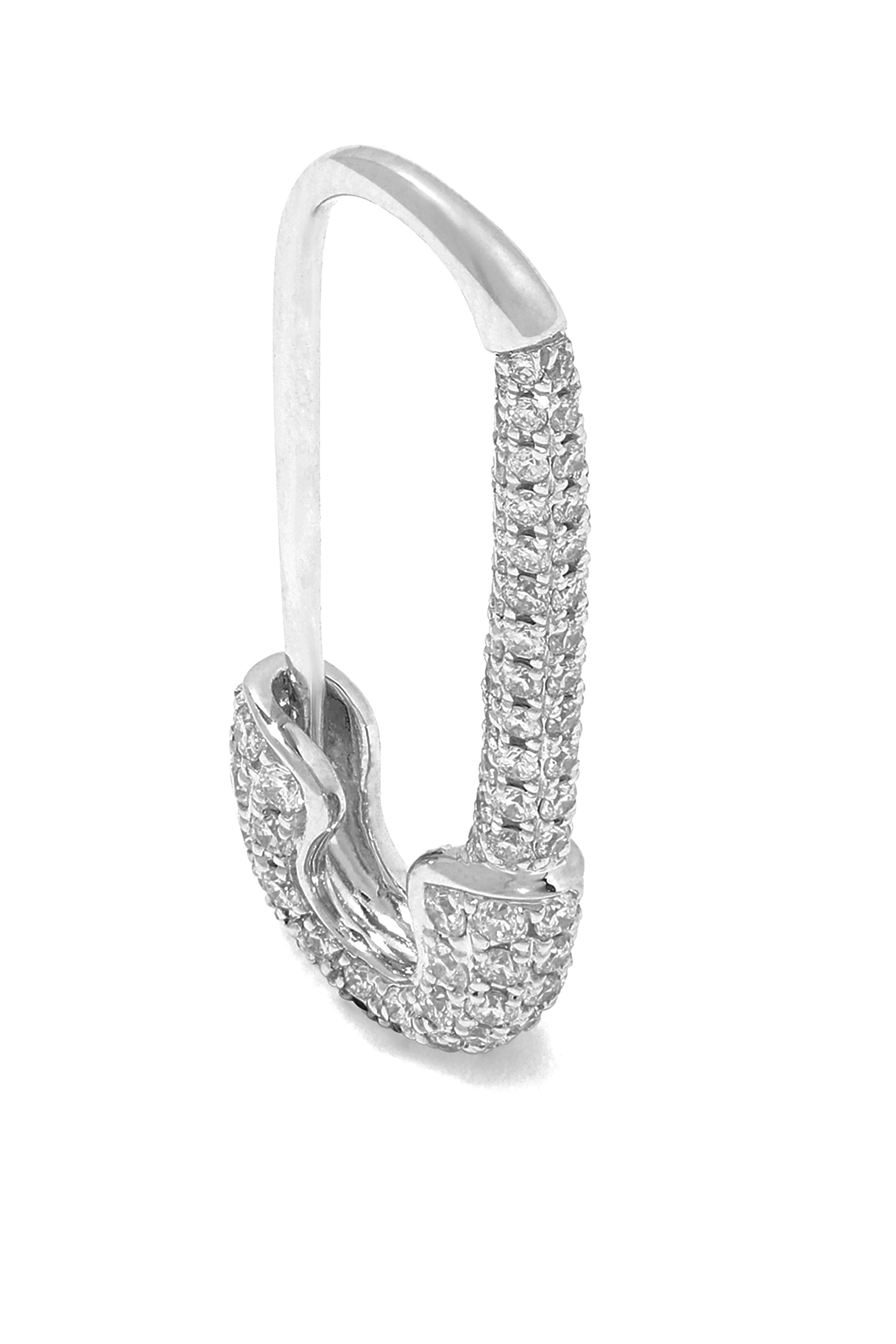 Diamond Safety Pin Earring, 18K White Gold & Diamonds