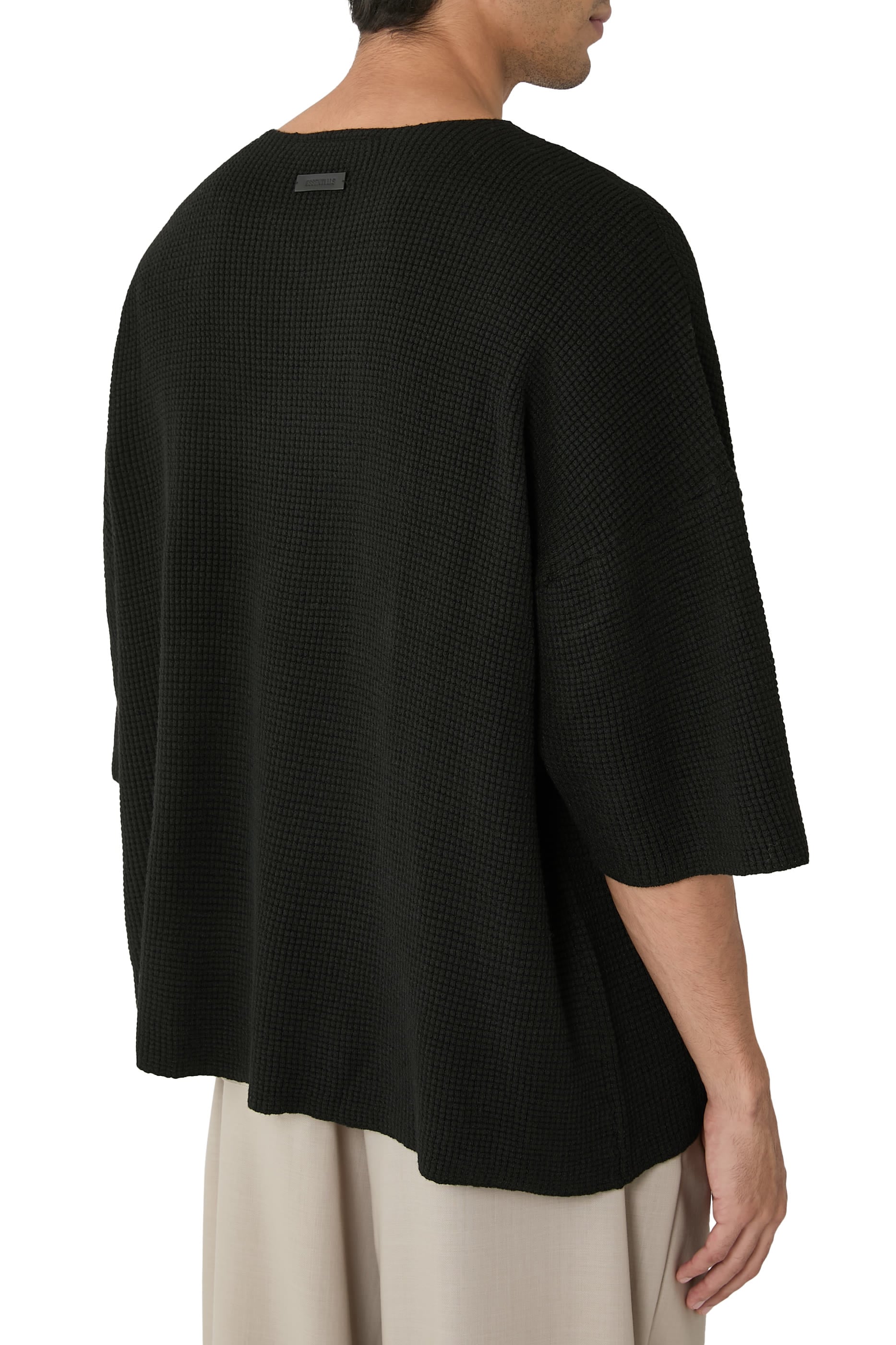  Waffle Short Sleeve Sweater
