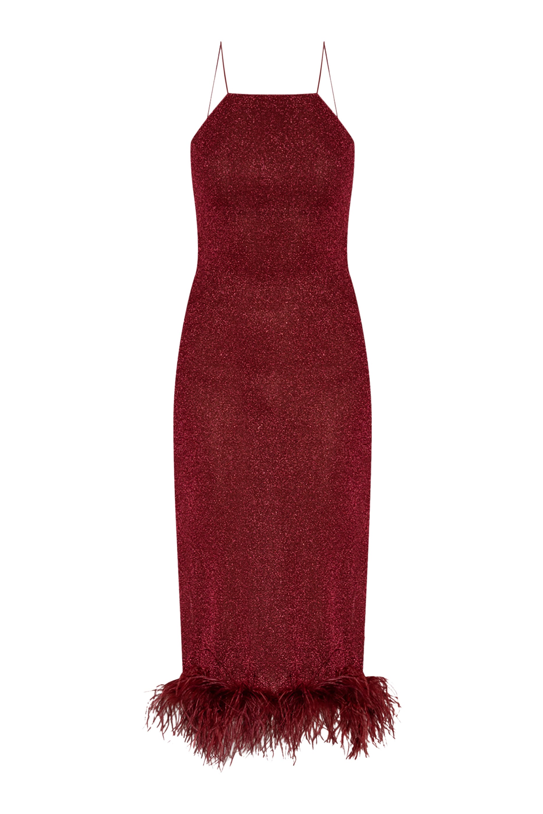 Lumiere Lurex Feather-Trimmed Midi Dress