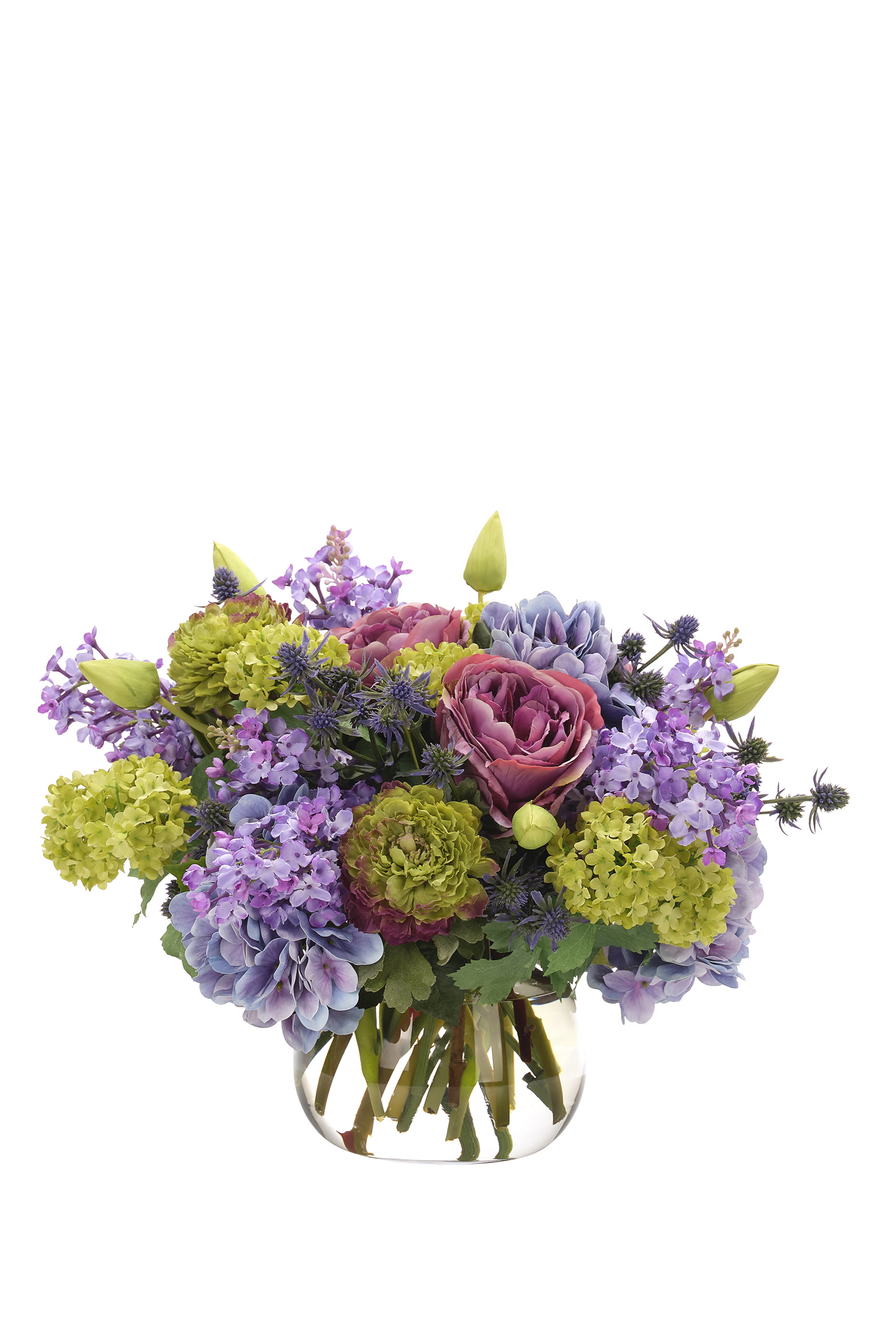 Lavender Rose Snowball Silk Arrangement