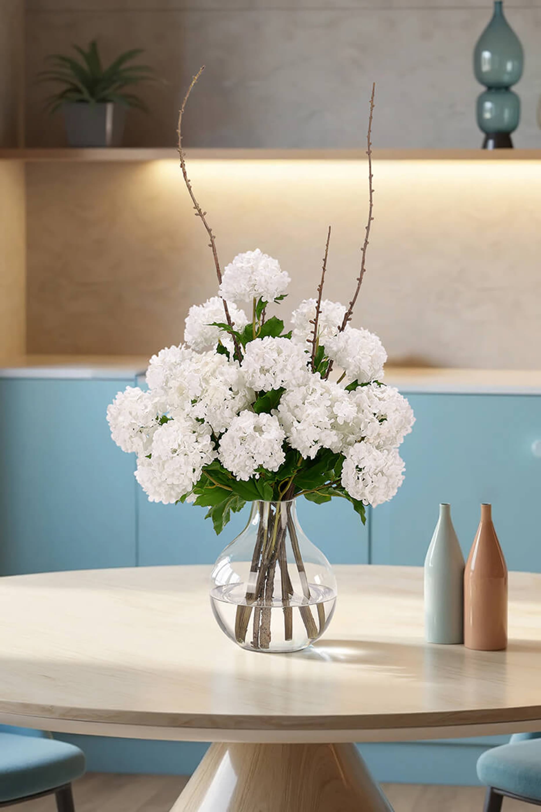 White Hydrangea Snowball Faux Arrangement