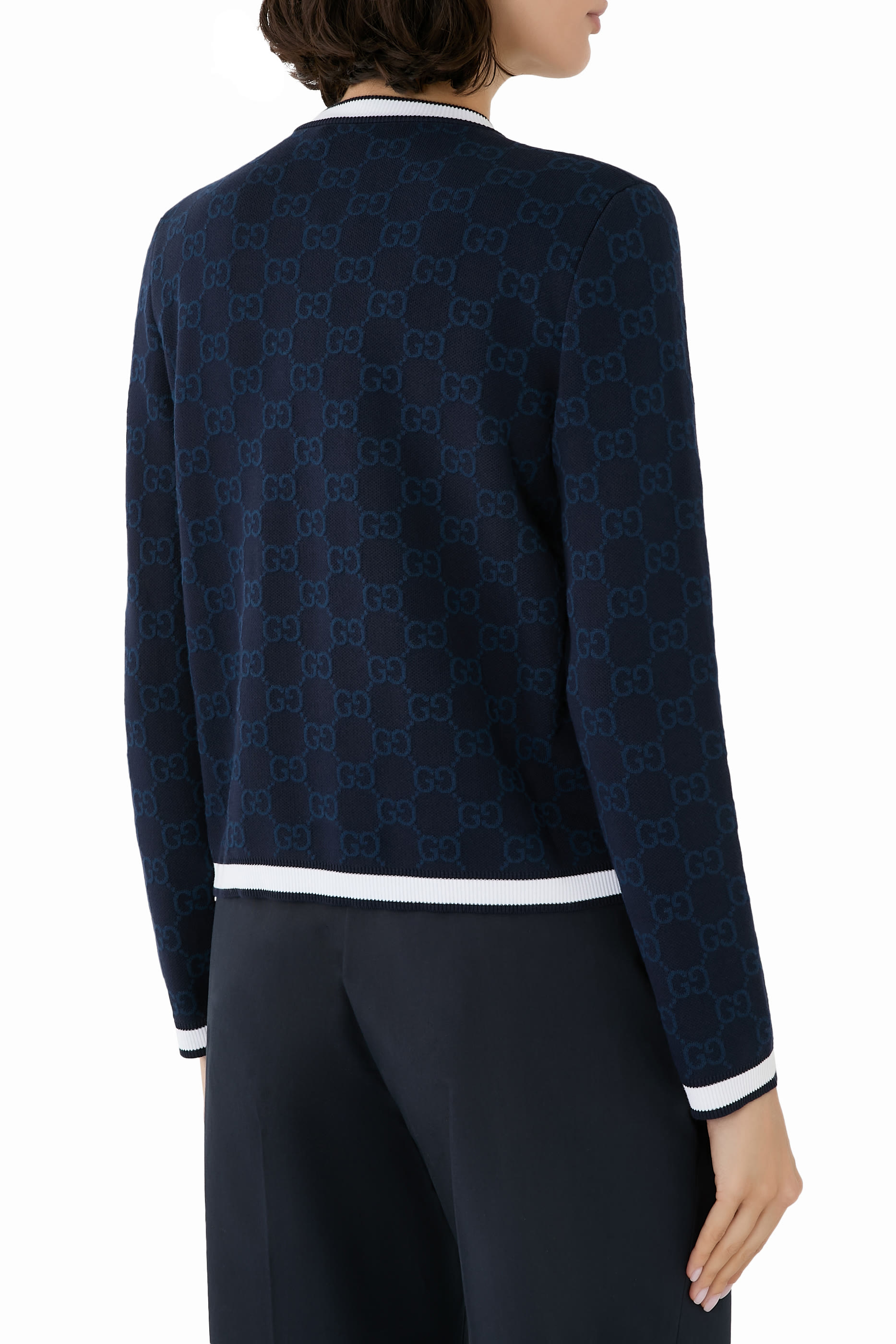 GG Fine Cotton Jacquard Cardigan 