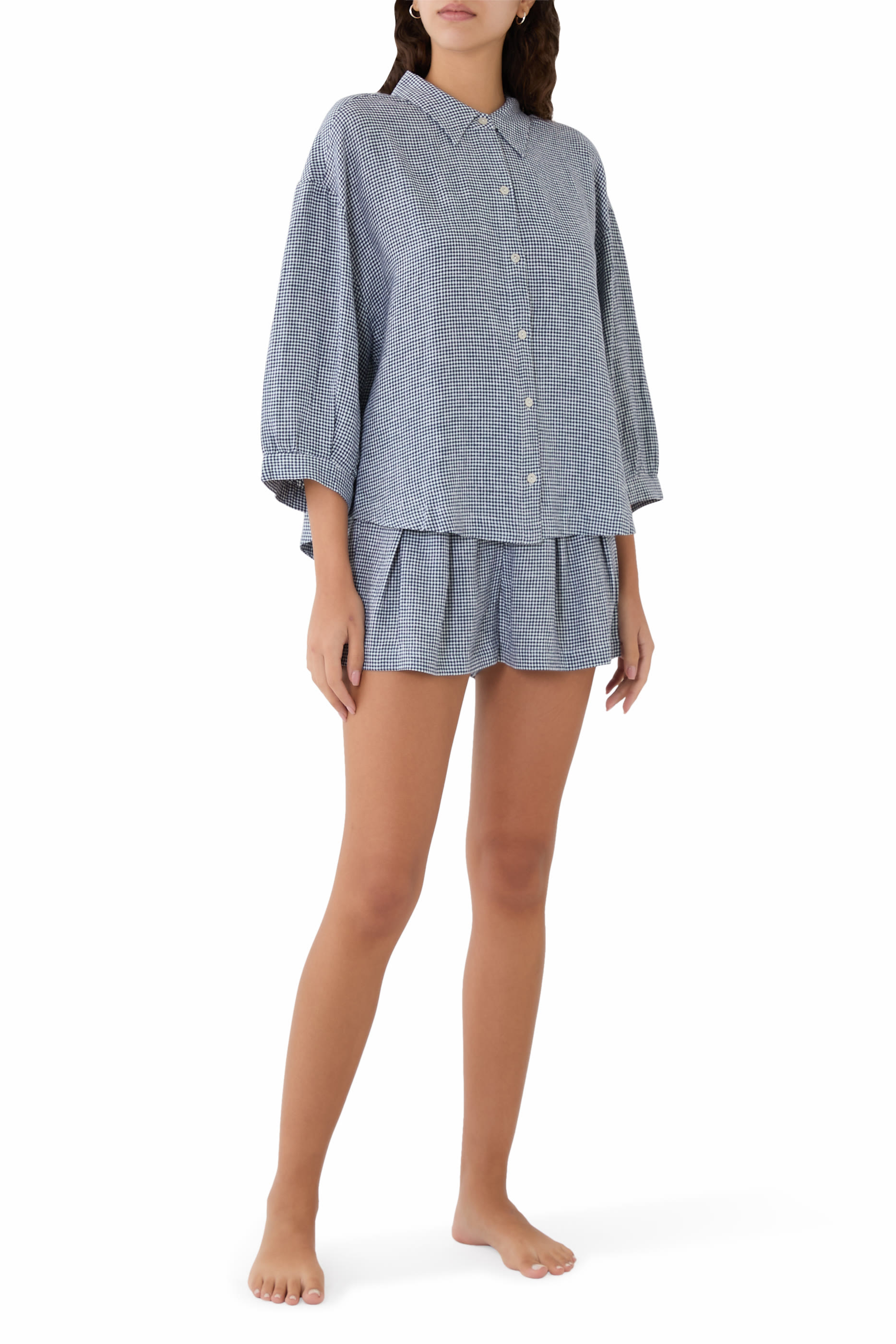 Linen Blend Relaxed Quarter Sleeve Top 
