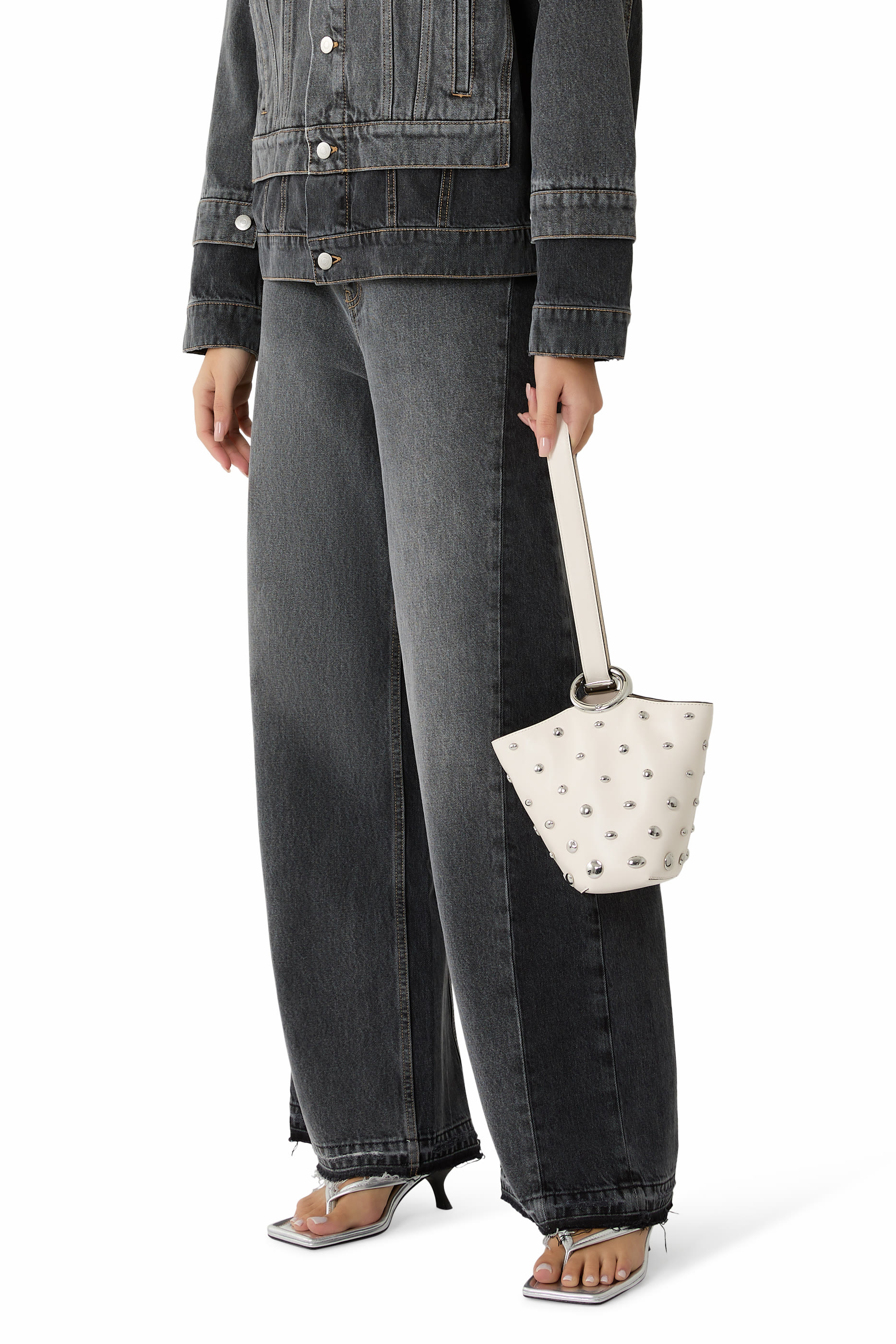 Halo Studded Mini Bucket Bag