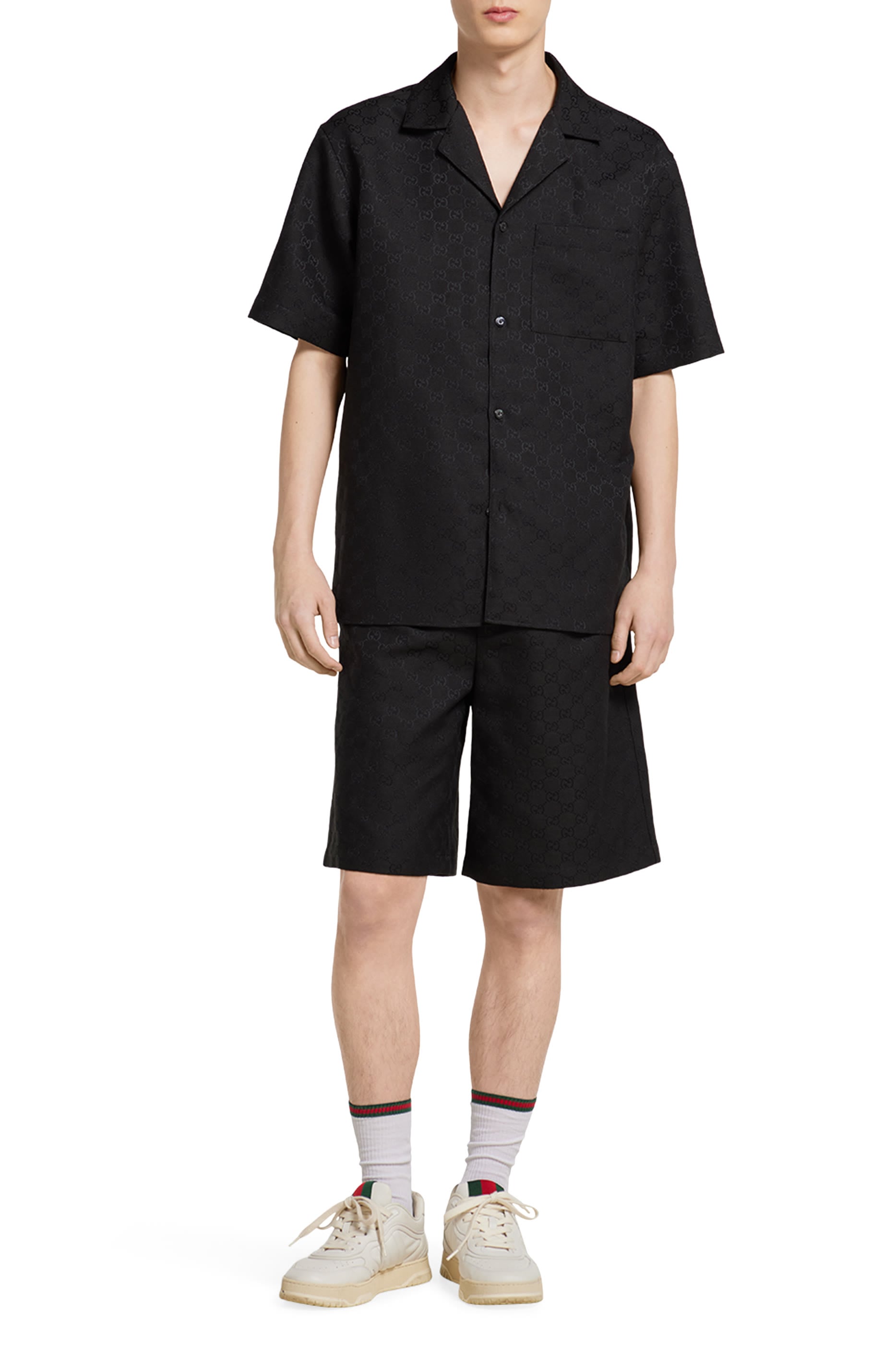GG Canvas Linen Blend Bowling Shirt