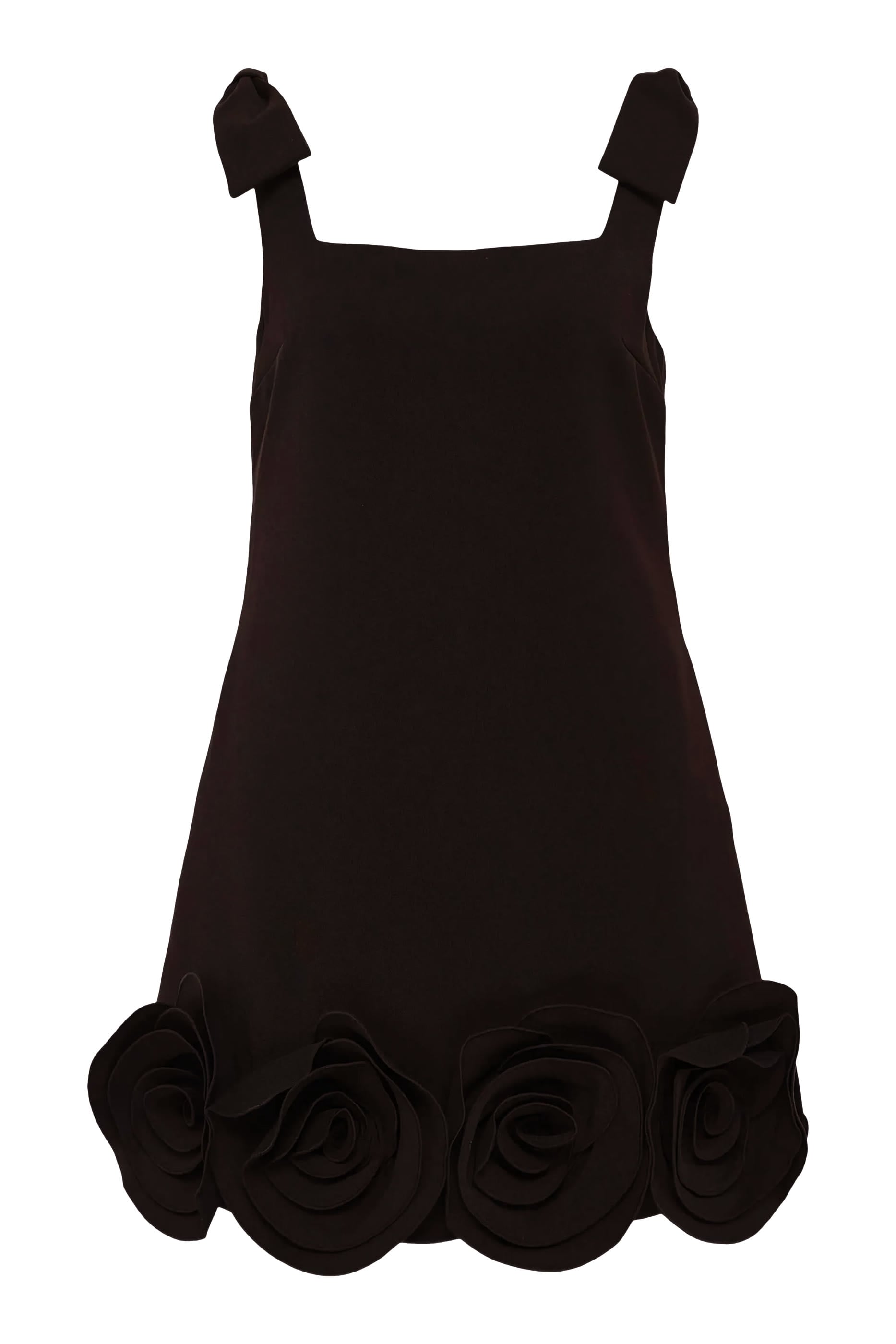  Crepe 3D Flower Mini Dress