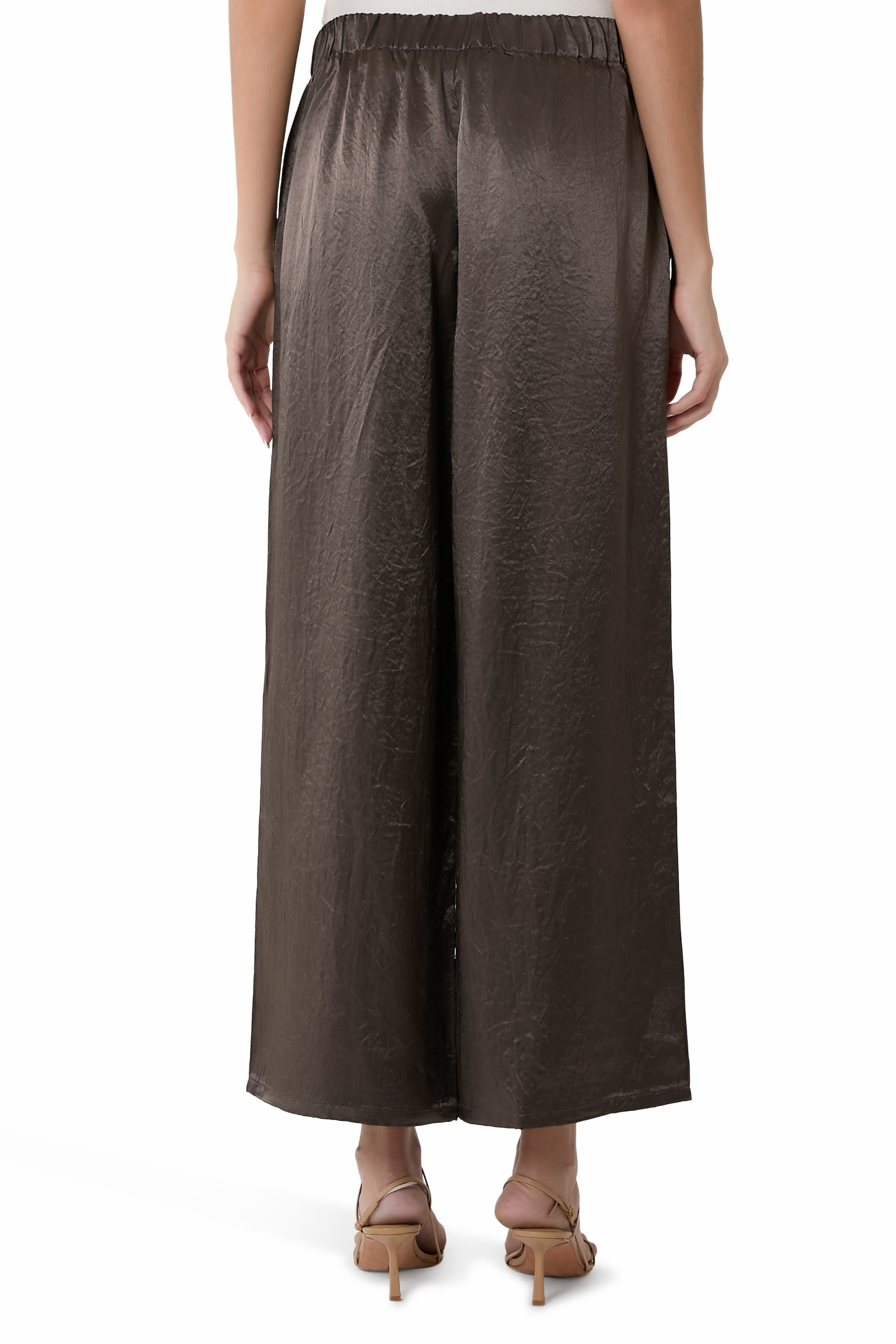 Textured Satin Wide-Leg Pants