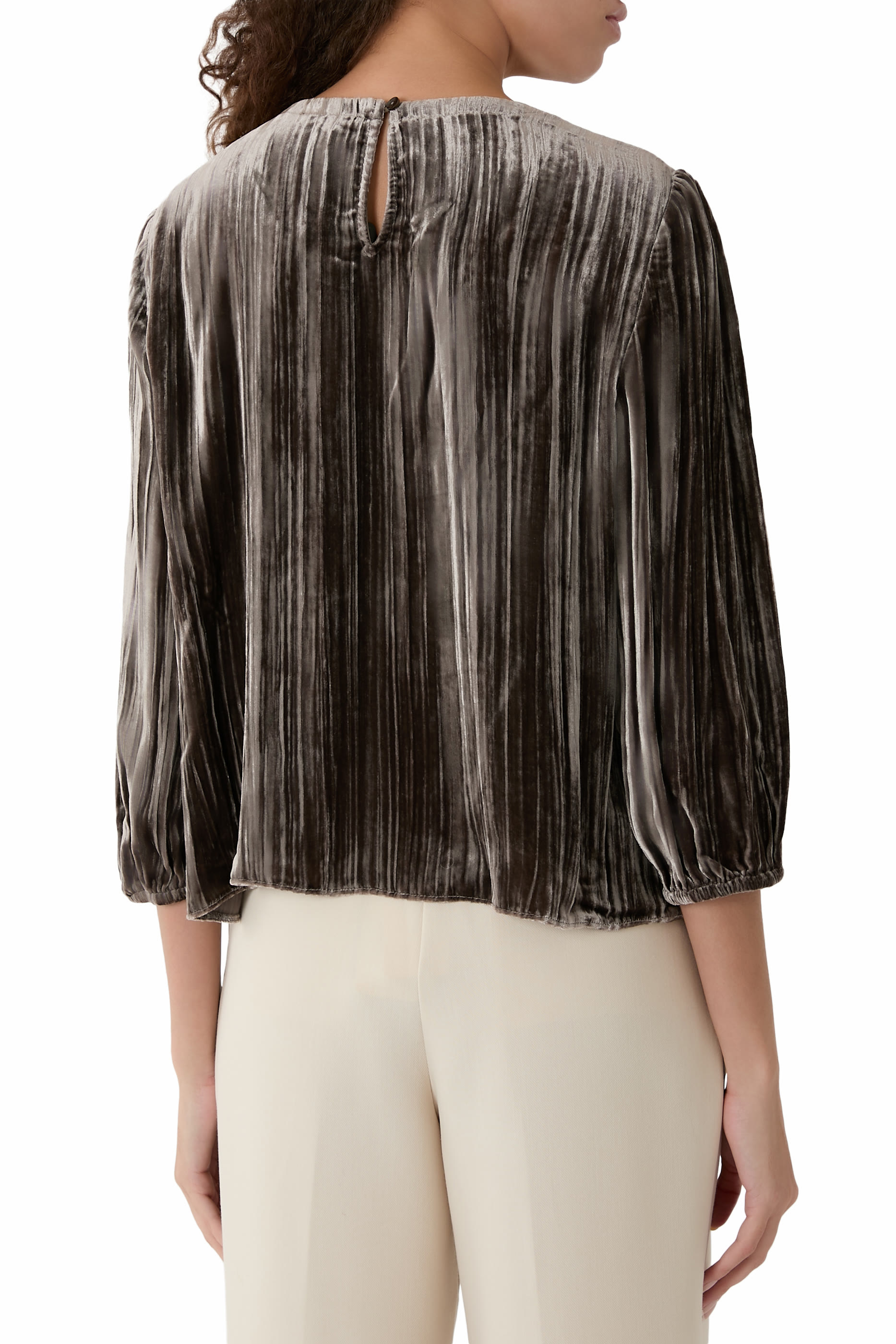 Crushed Velvet Round Neck Top