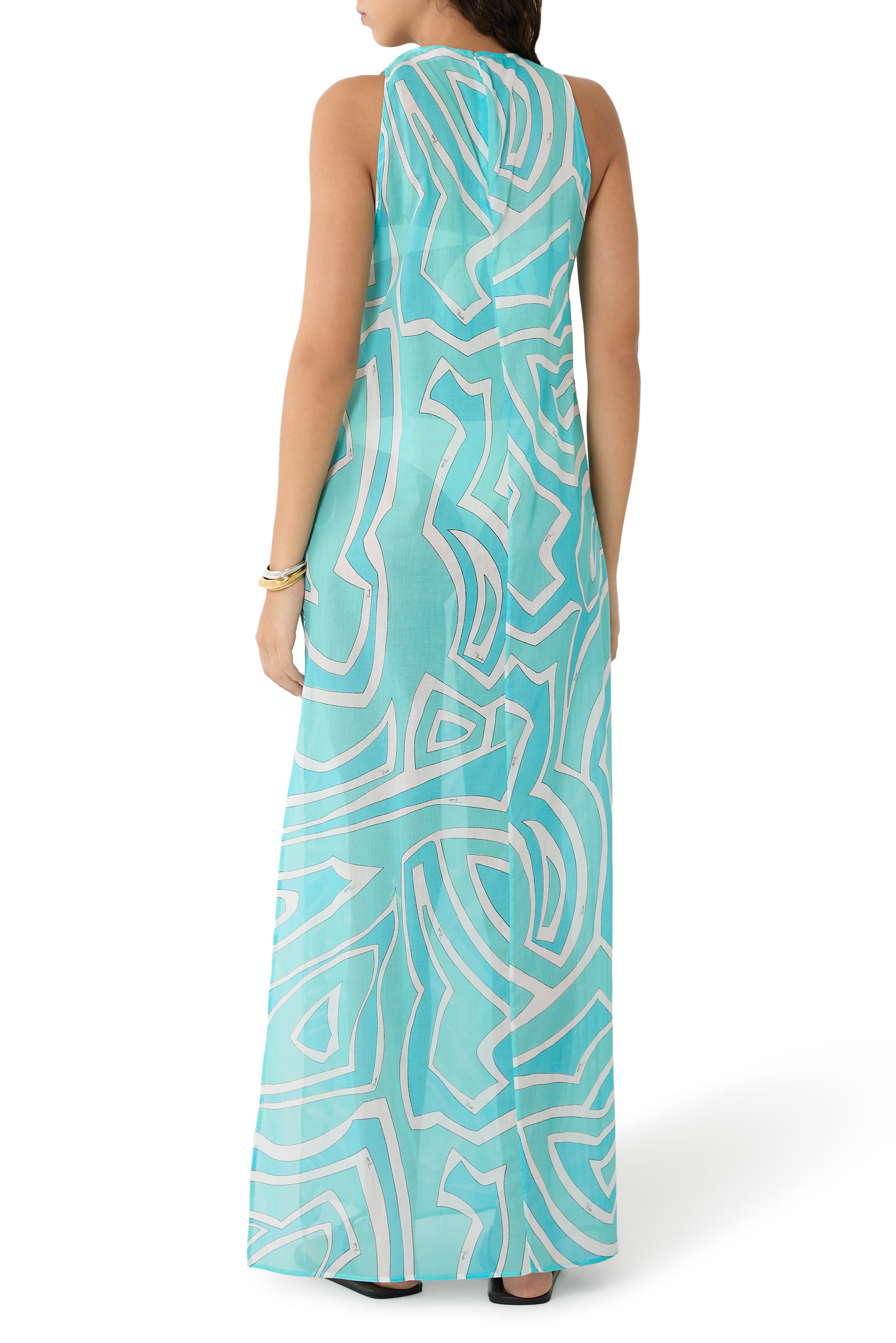 Abito Garza Maxi Semi-Sheer Dress