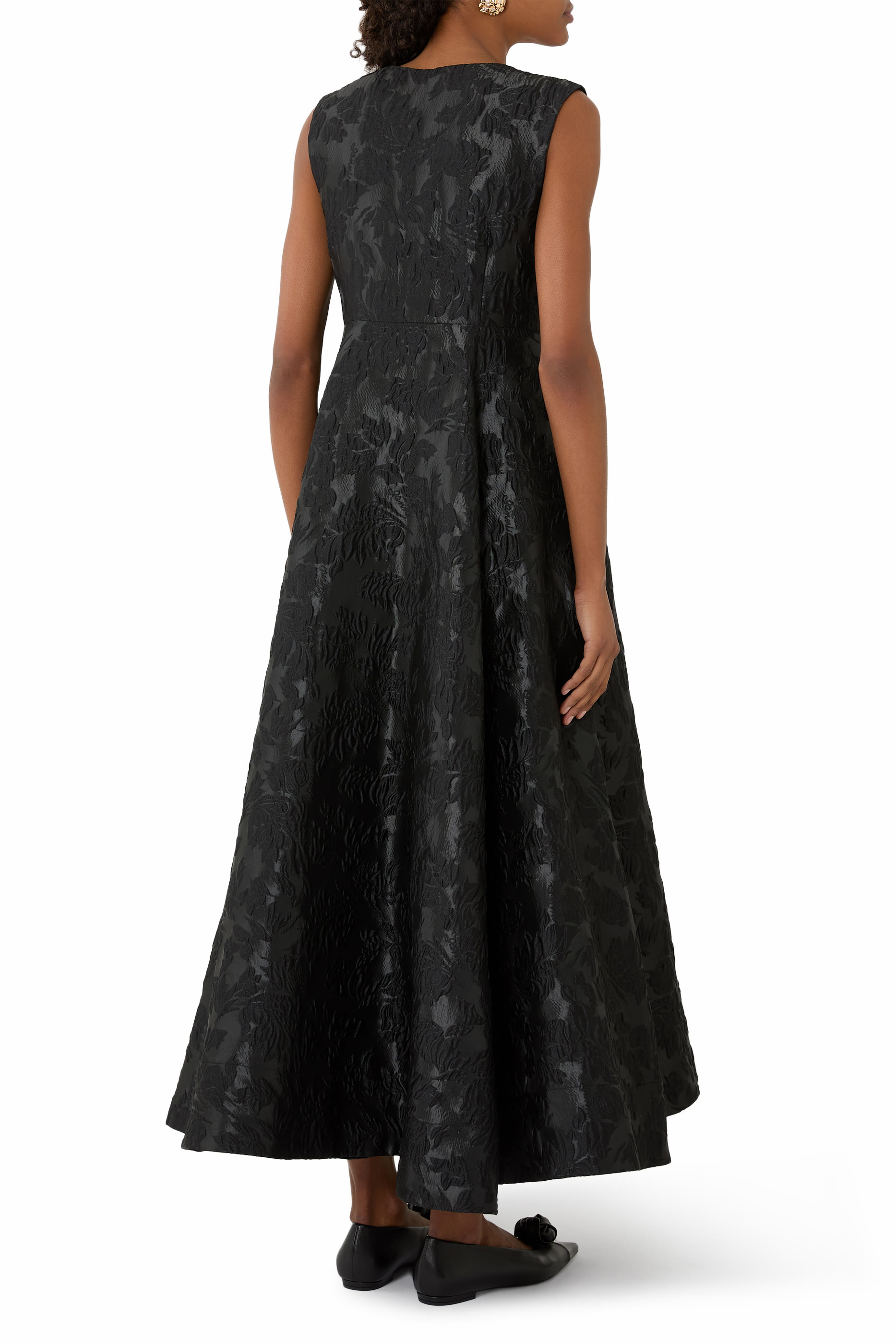  Satin Cloqué Long Dress 