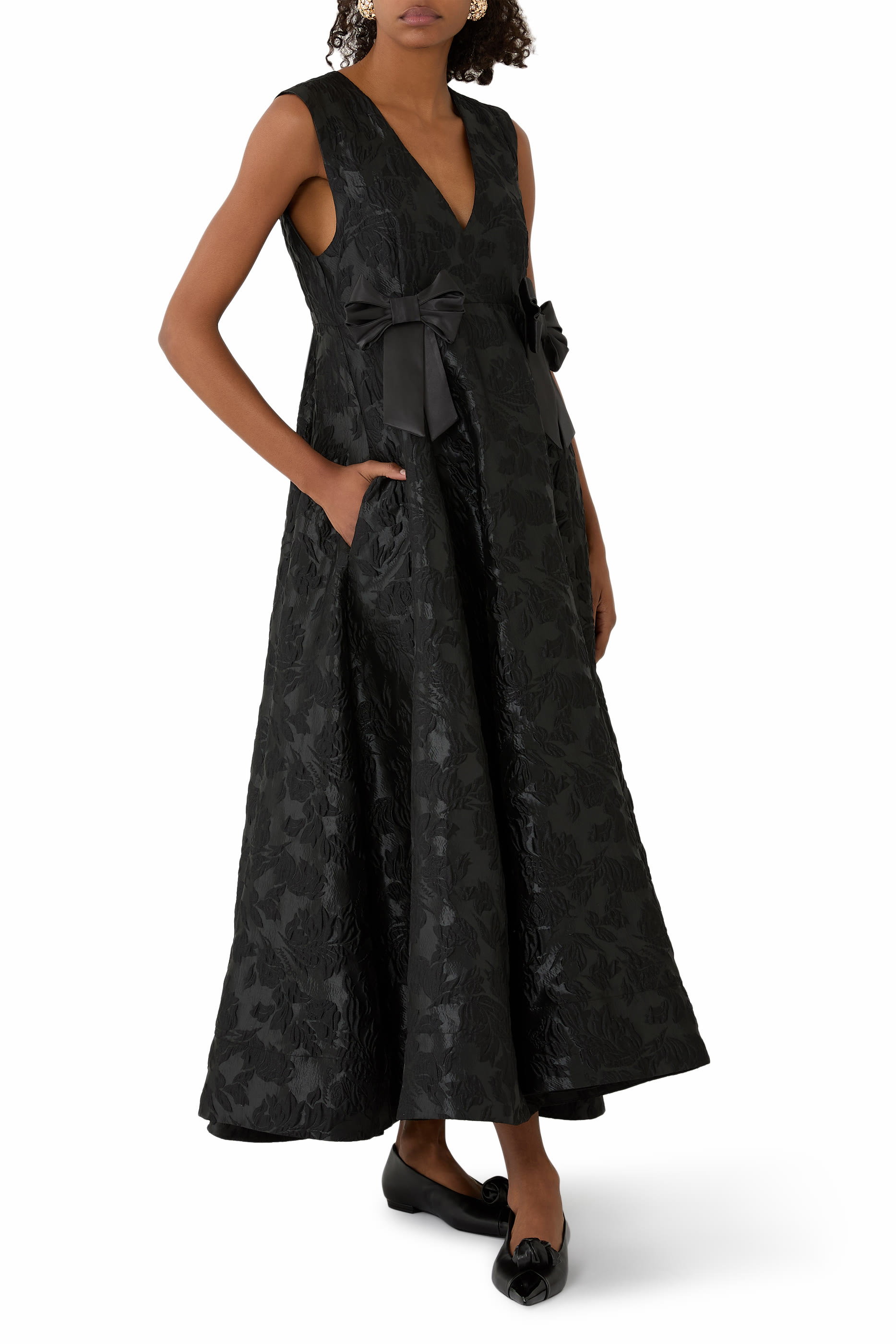  Satin Cloqué Long Dress 
