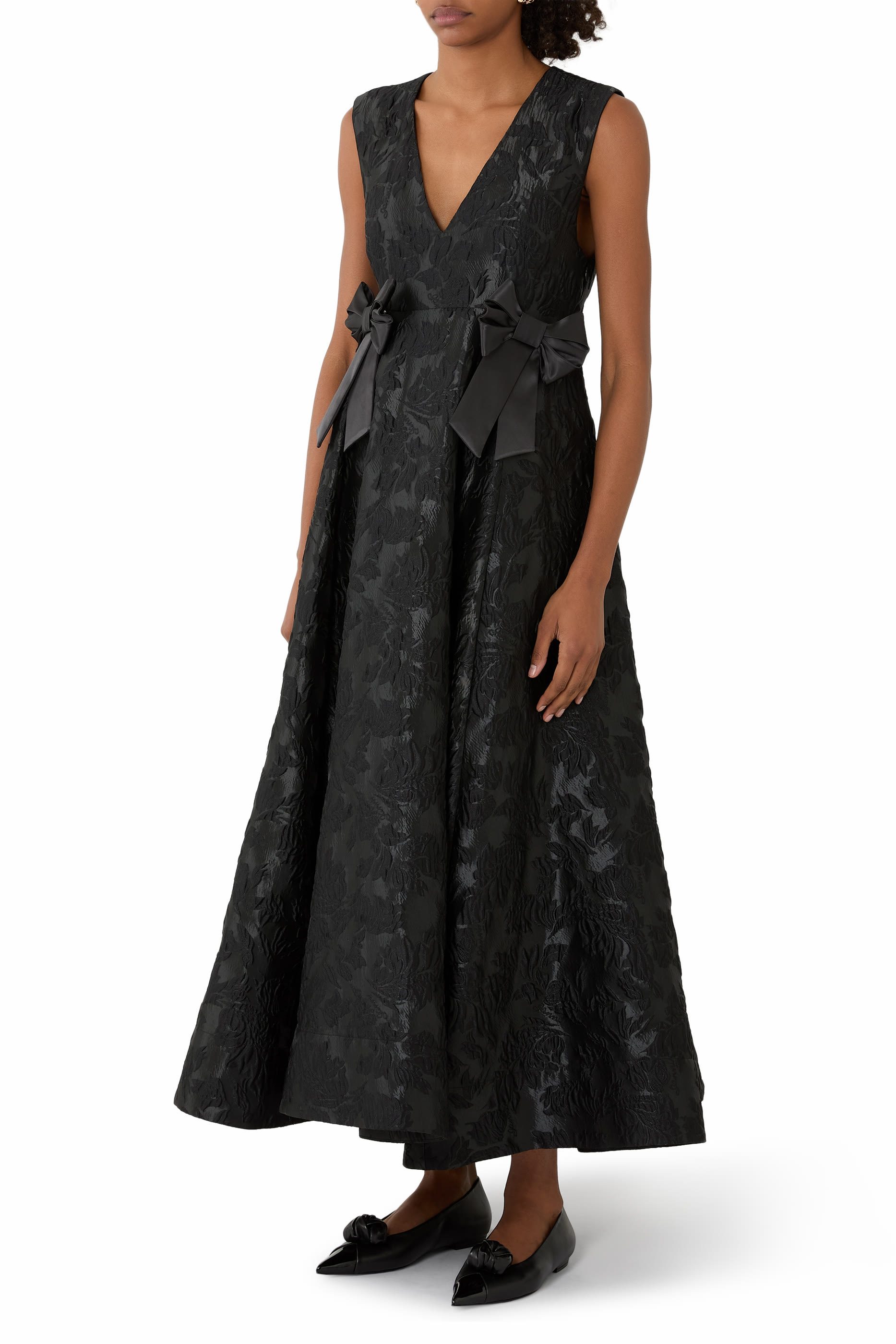  Satin Cloqué Long Dress 