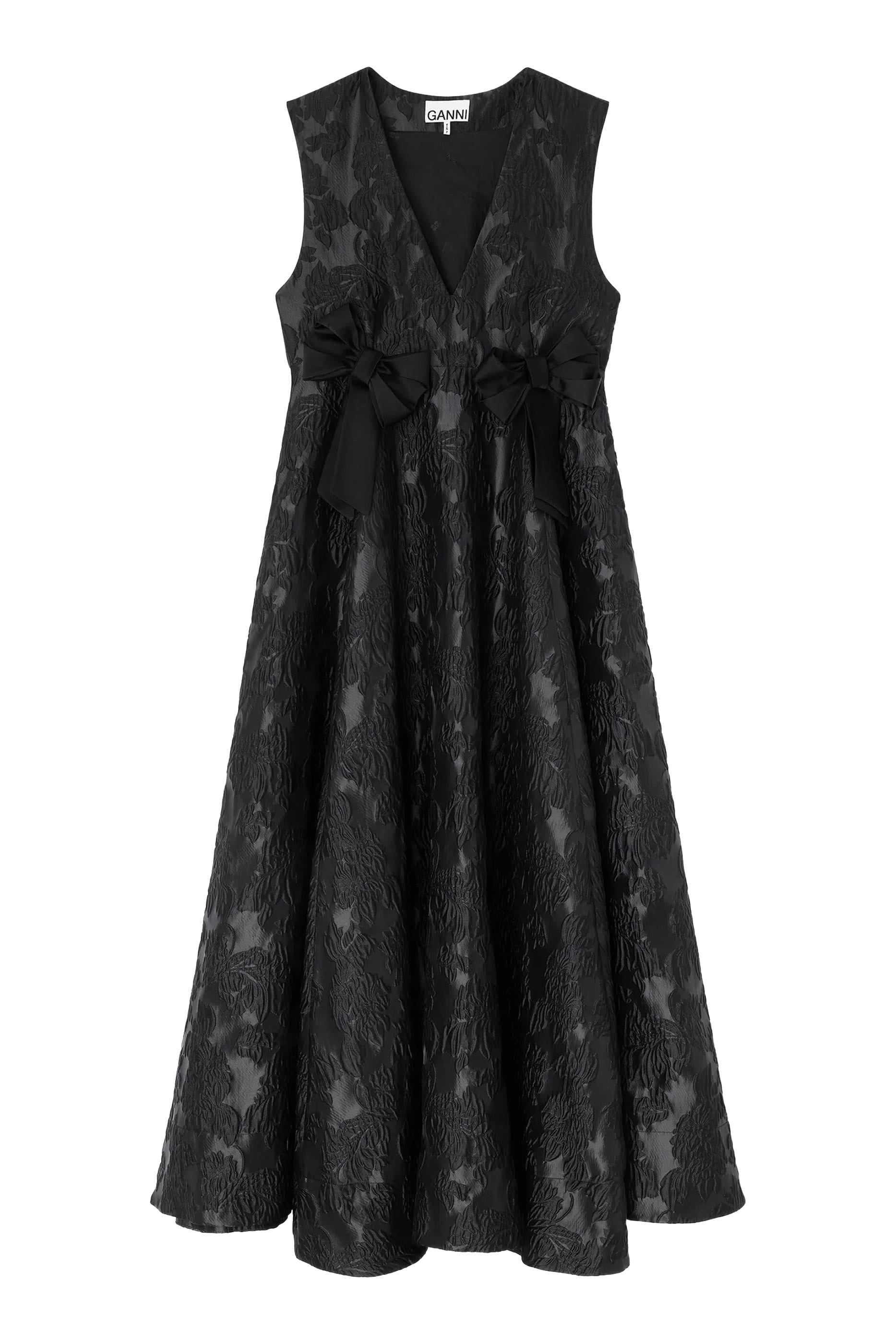  Satin Cloqué Long Dress 