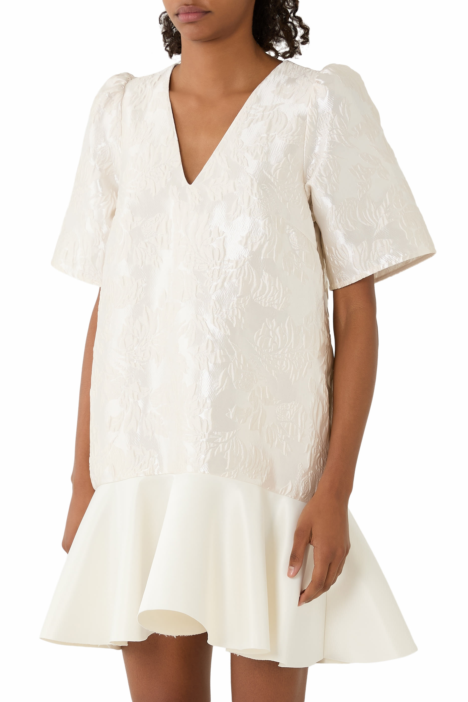  Satin Cloqué Mini Dress 