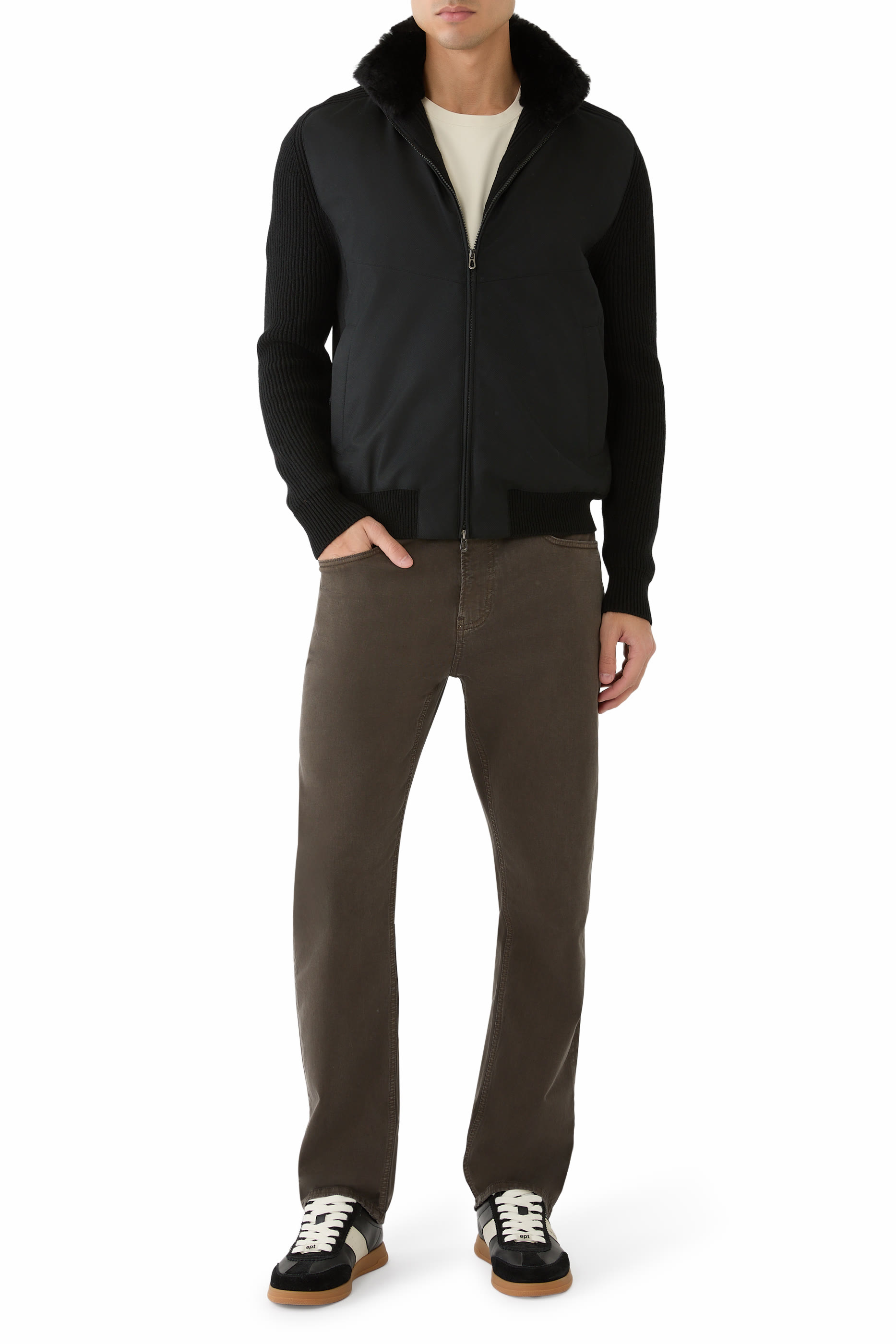 Knit Hybrid Bomber Shearling