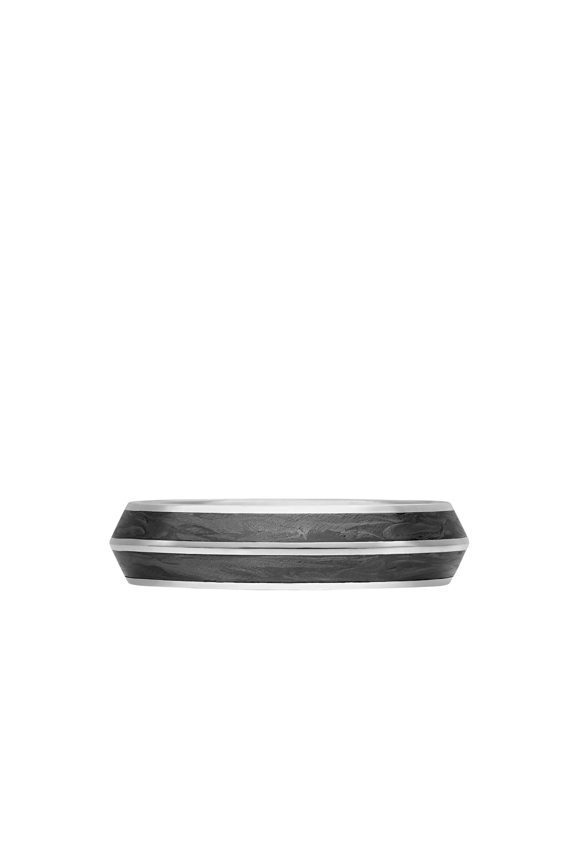 Knife Edge Band Ring, 18K White Gold & Forged Carbon