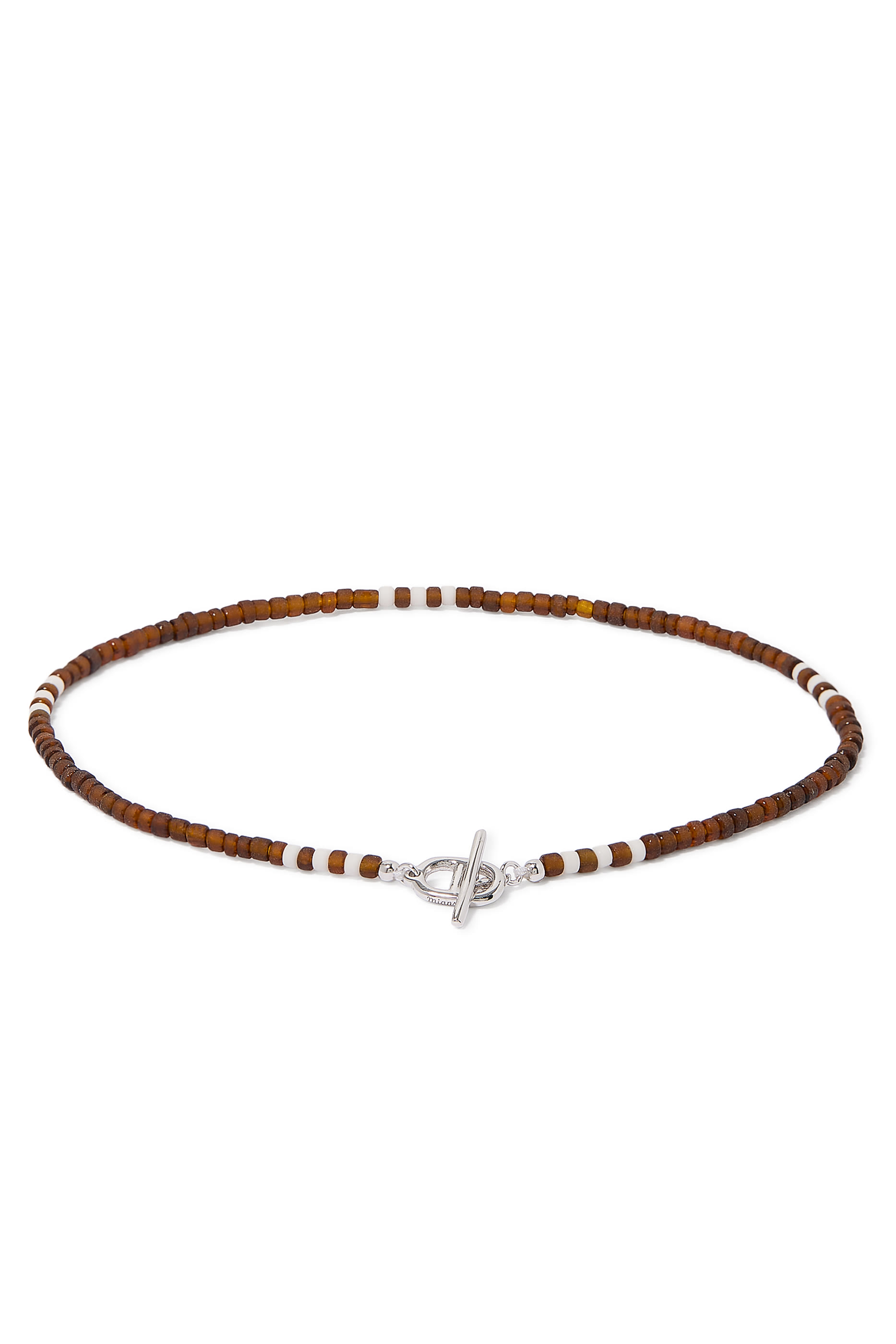 Avi Bracelet, Sterling Silver & Dark Amber Heishi Beads