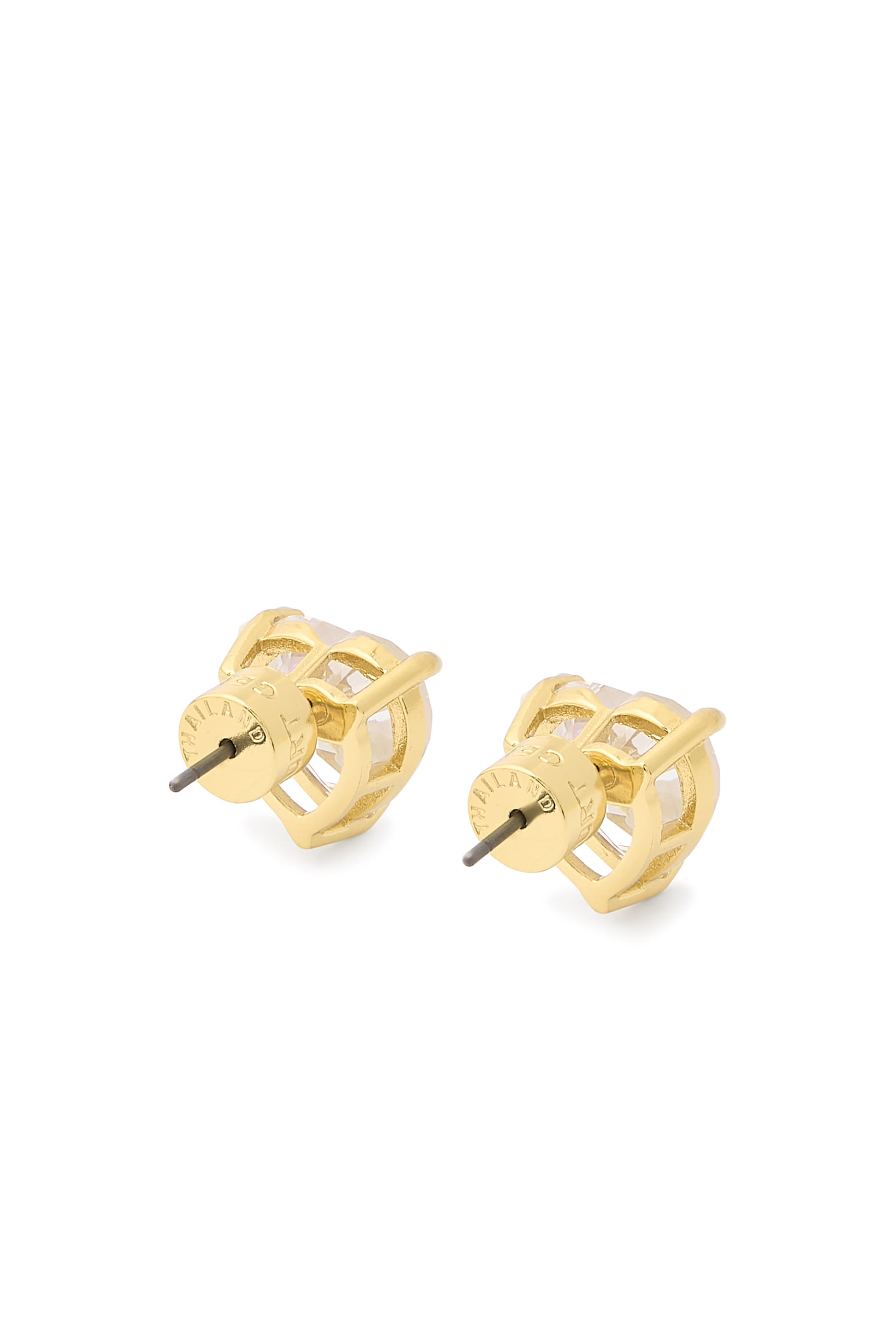 Crystal Heart Stud Earrings, Brass