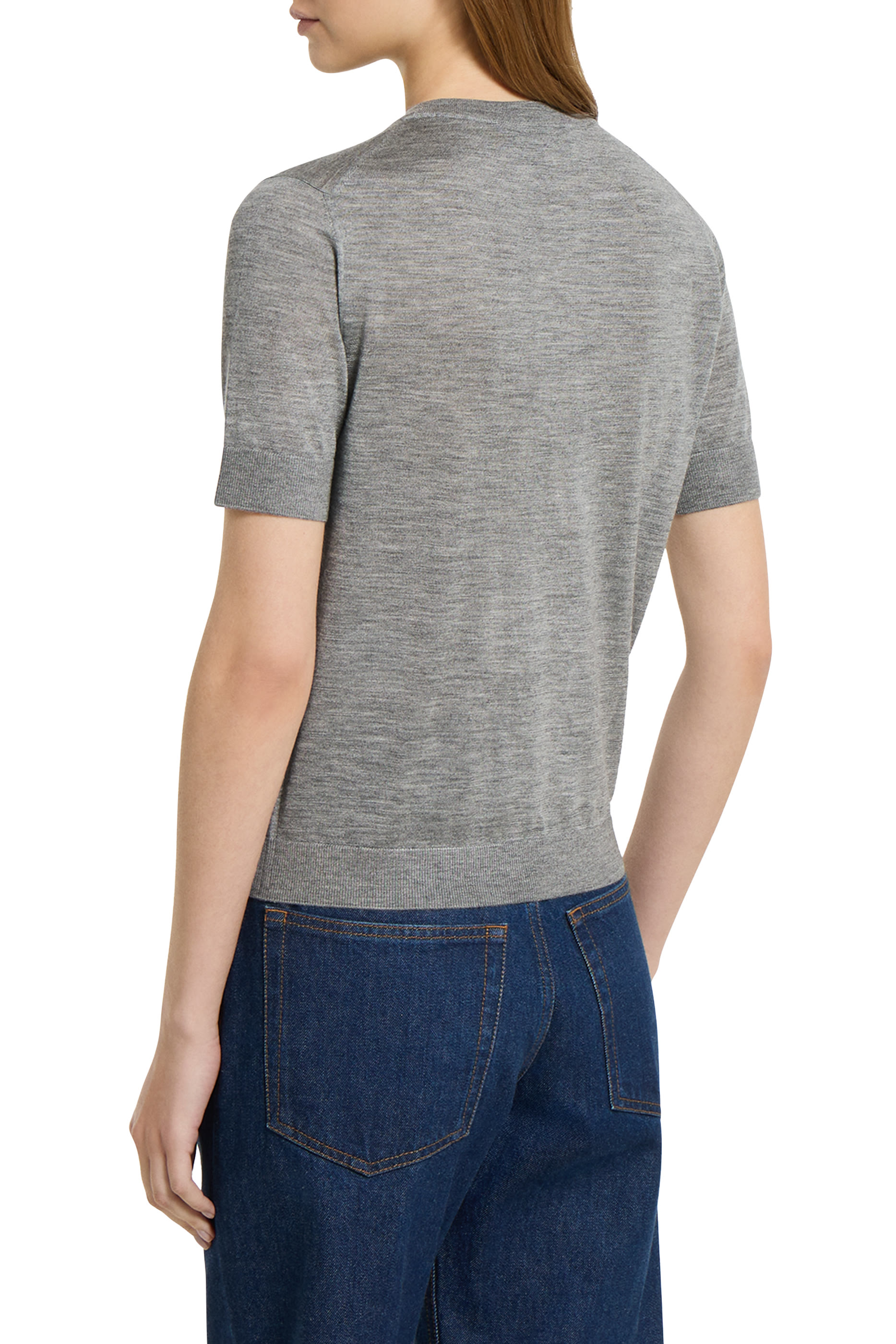  Cashmere Silk Top with Intarsia