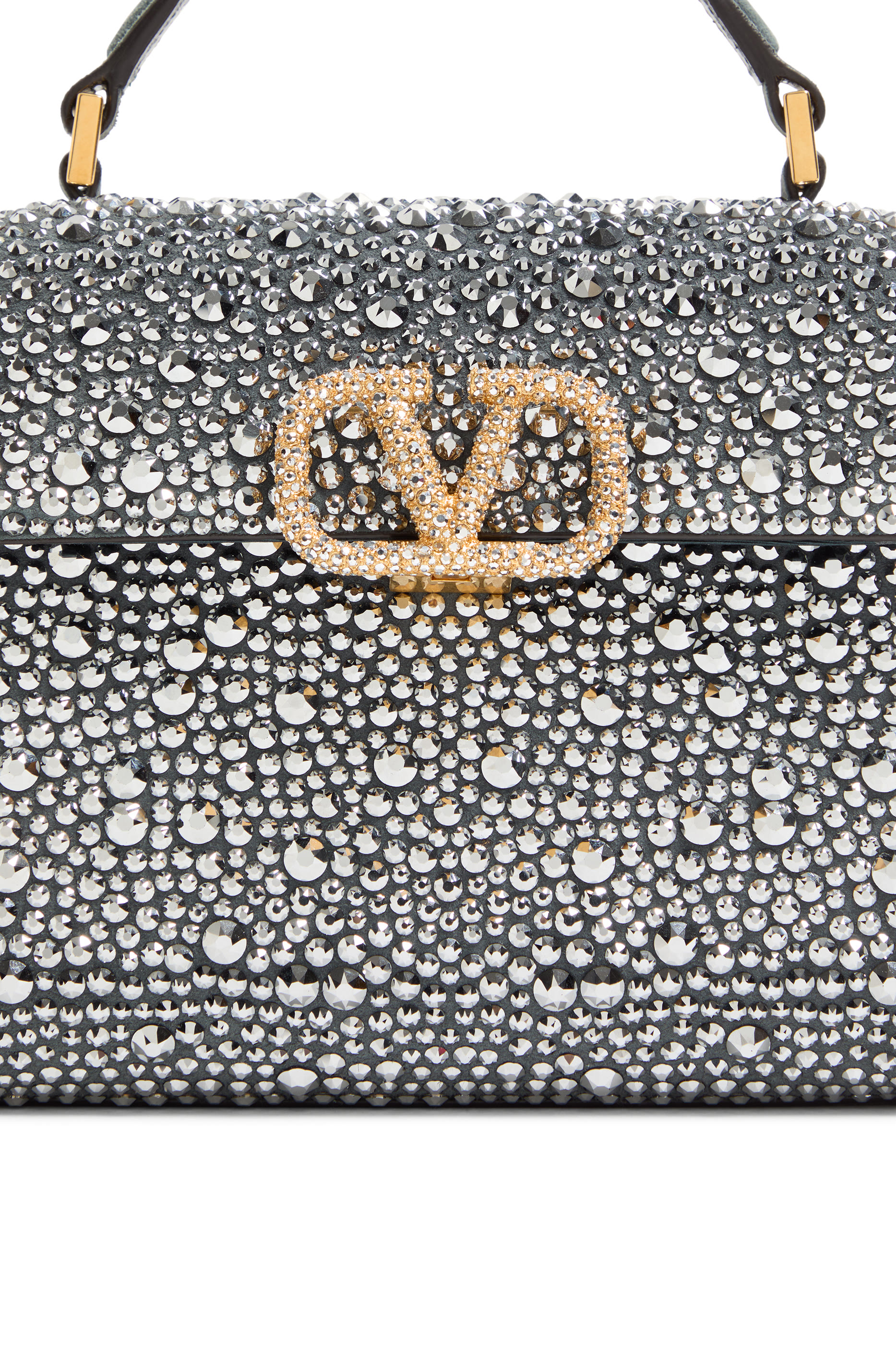 Rhinestones and Jewel Logo Mini VSling Handbag