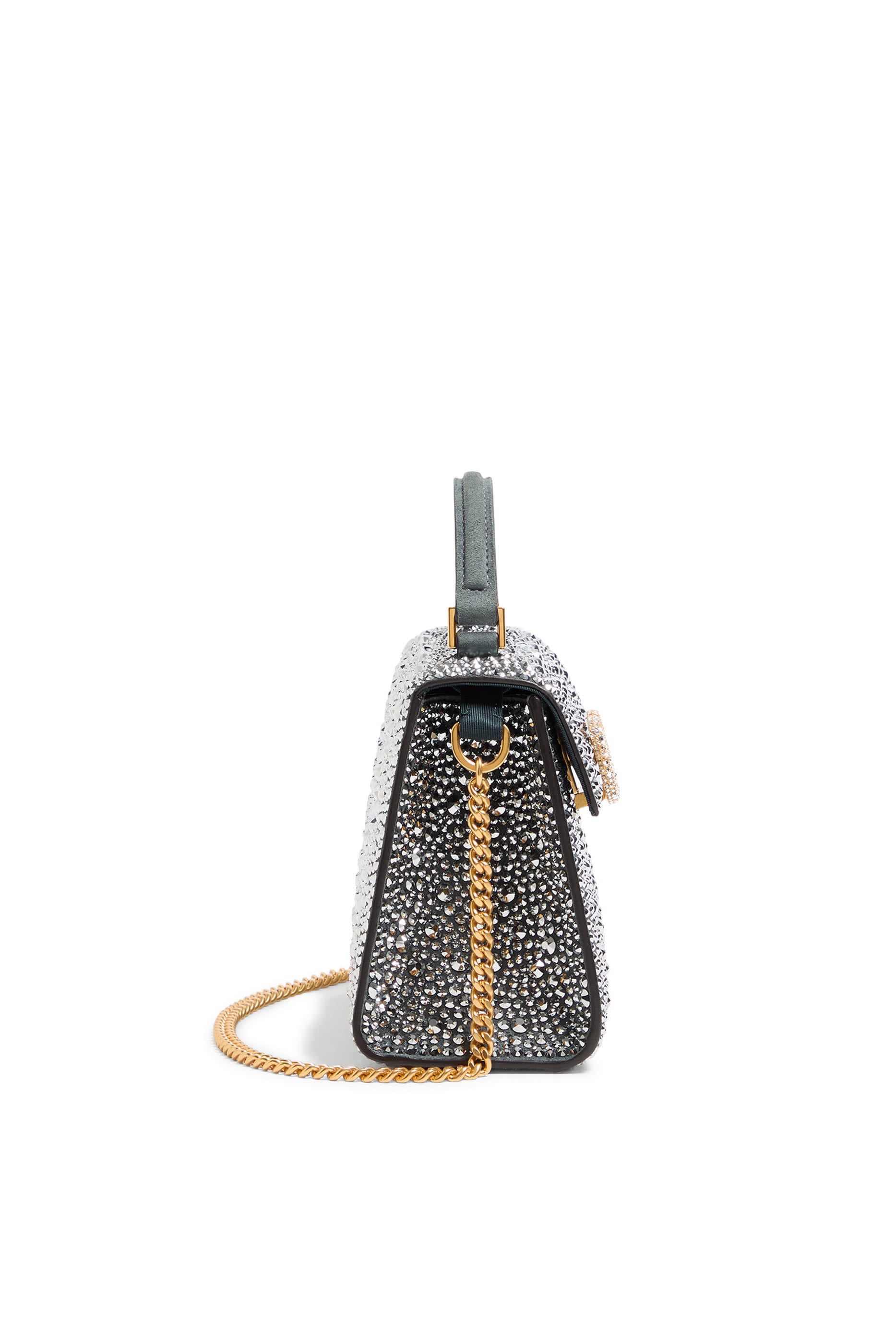 Rhinestones and Jewel Logo Mini VSling Handbag