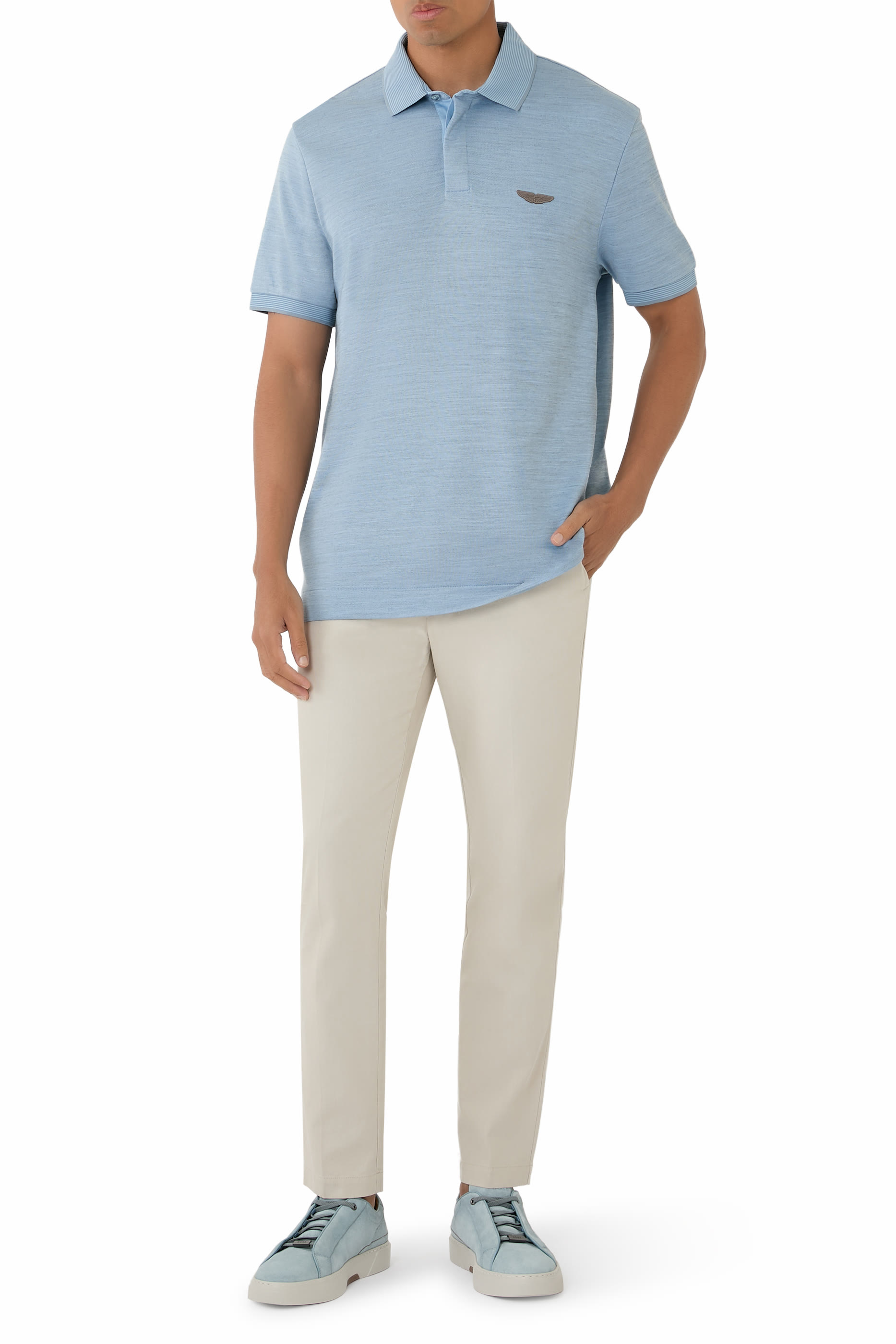 Regular Fit Cotton-Wool Piqué Polo Shirt