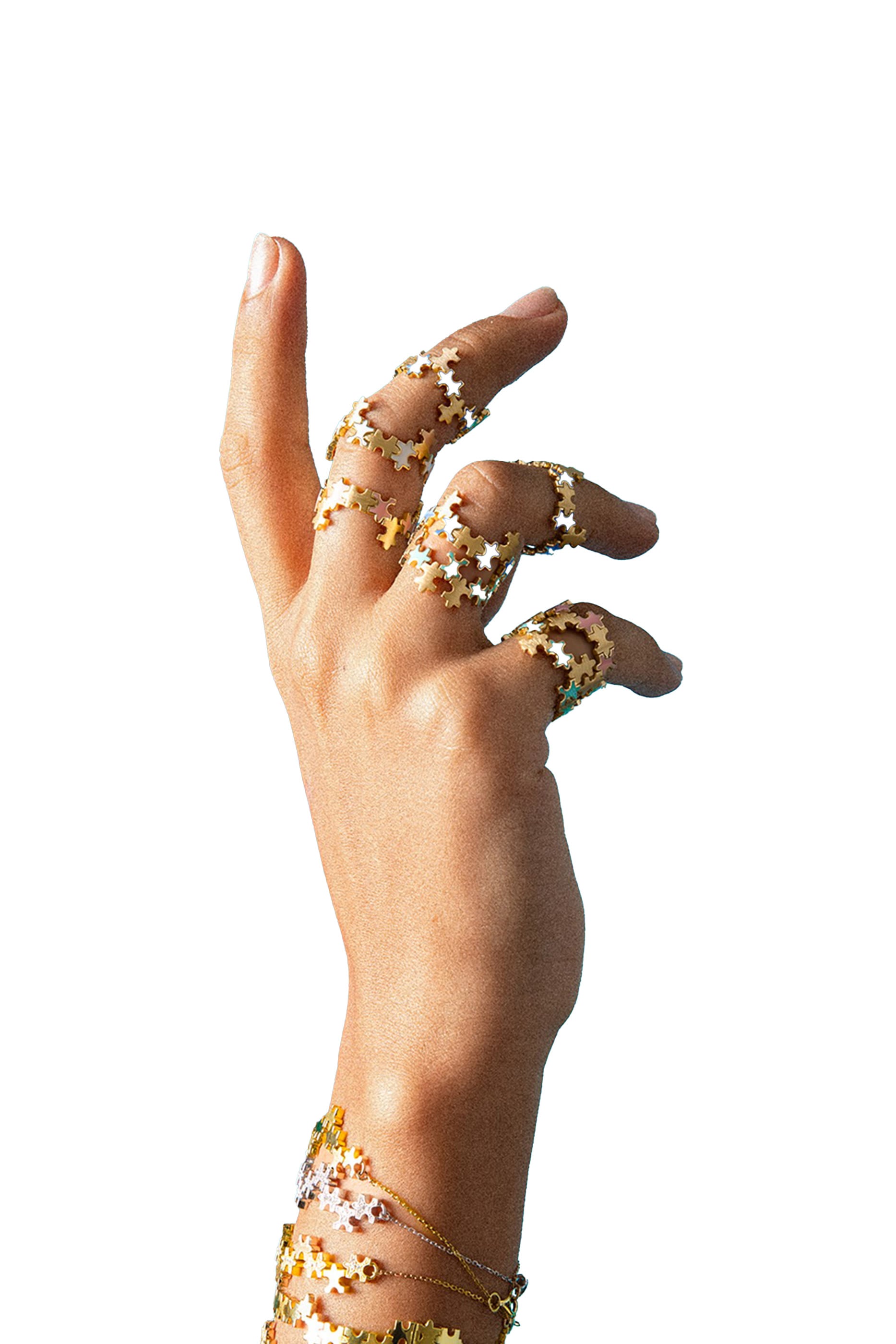 Multi-Enamel Puzzle Ring,  18k Yellow Gold & Enamel
