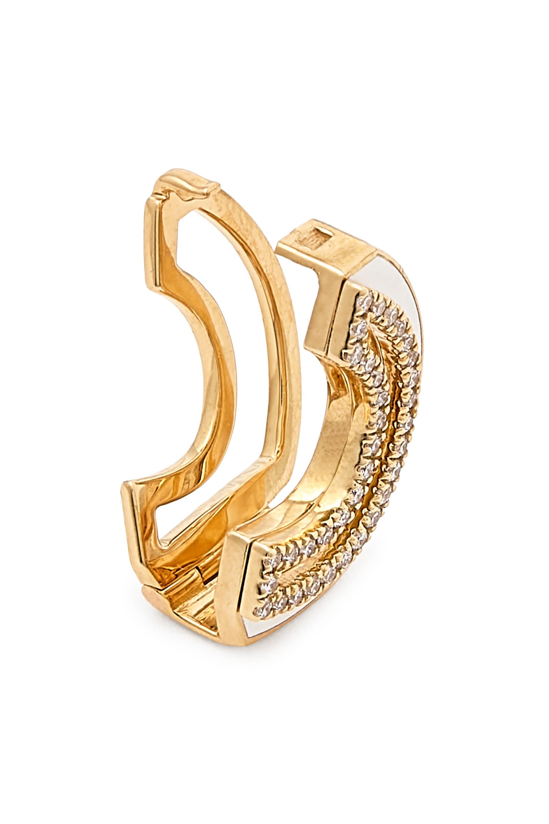 Arabic Letter Necklace, 18k Yellow Gold & Enamel, Diamonds