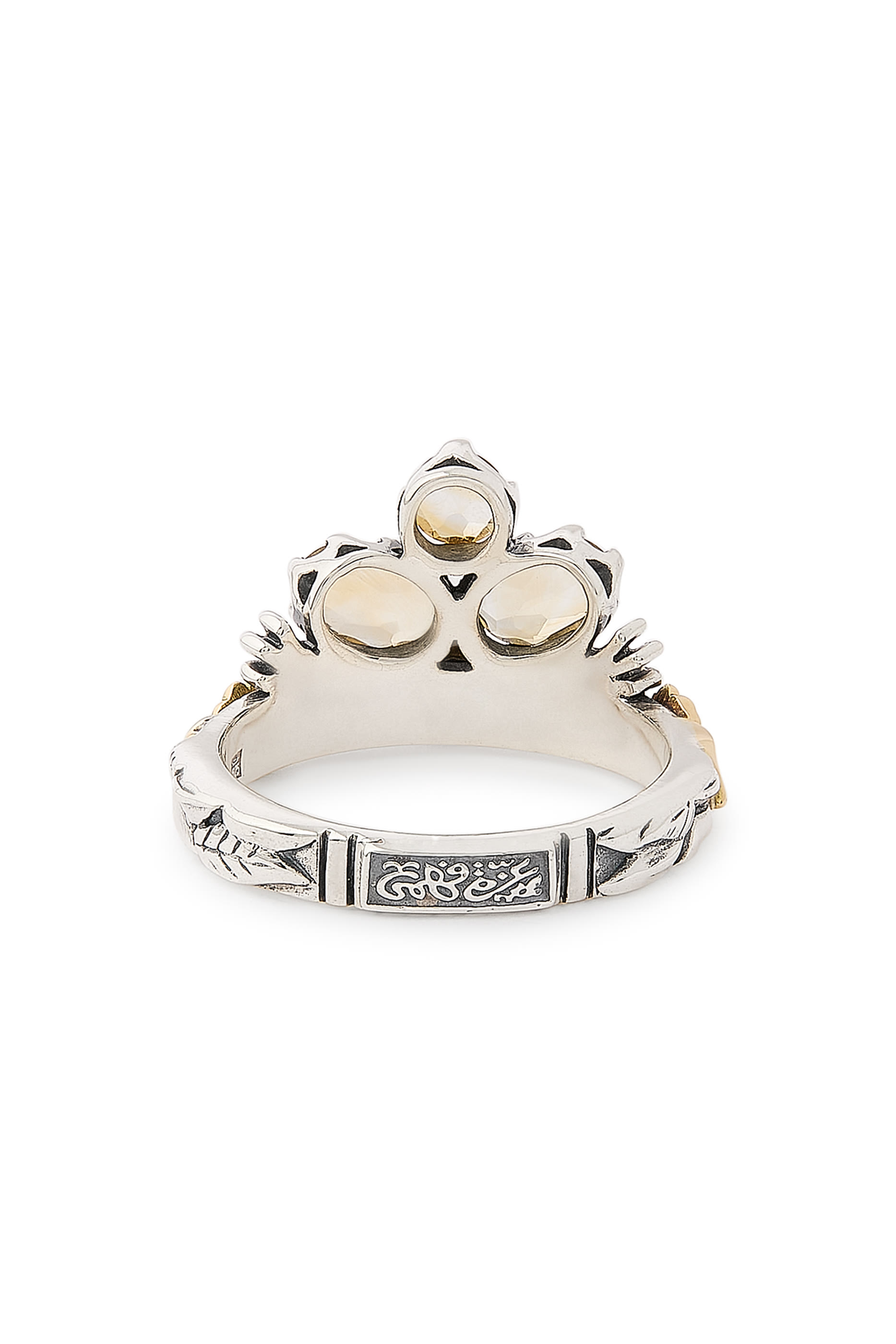 Stone Floral Ring, 18K Yellow Gold with Sterling Silver & Citrine